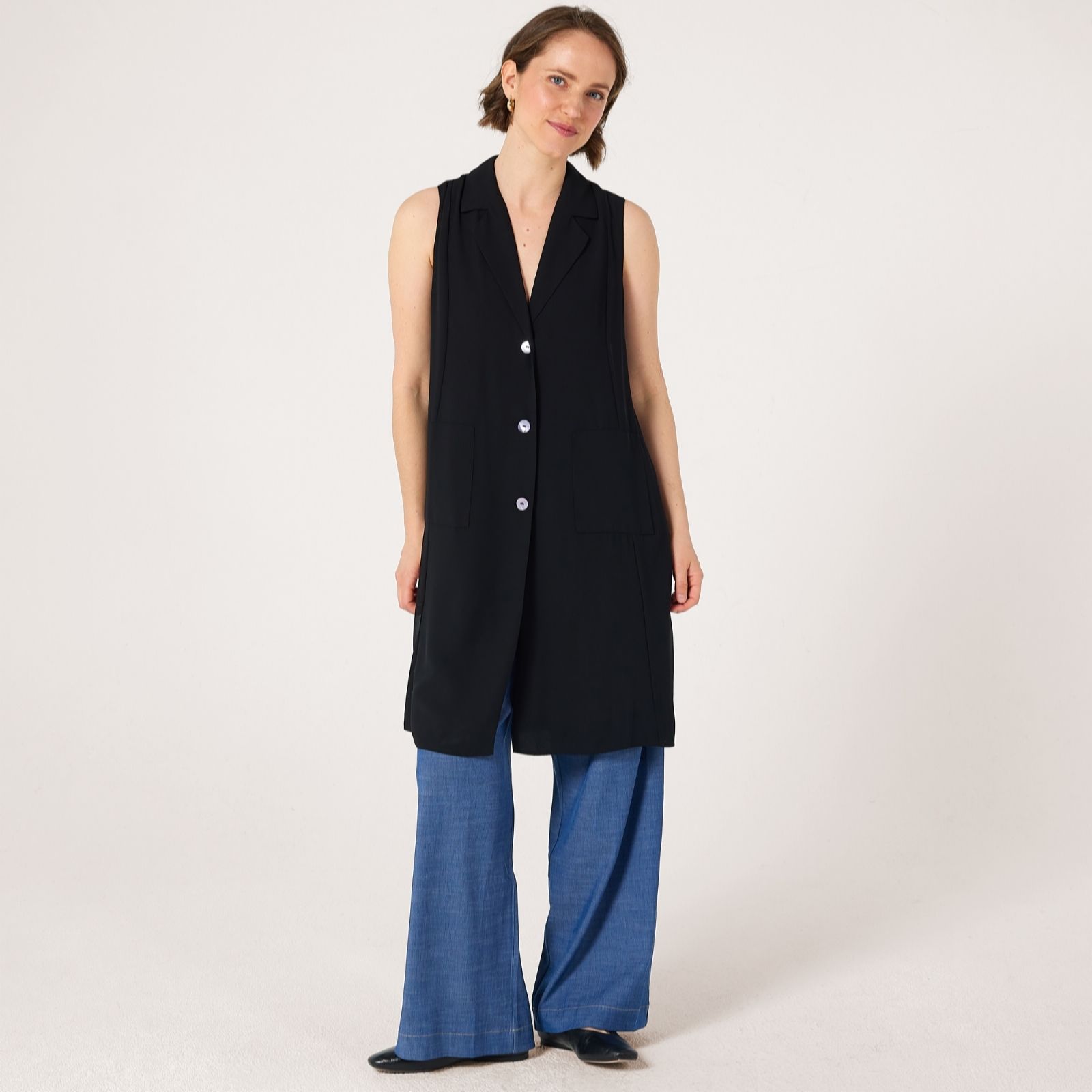 Marlawynne Black Layers Chiffon Duster Waistcoat