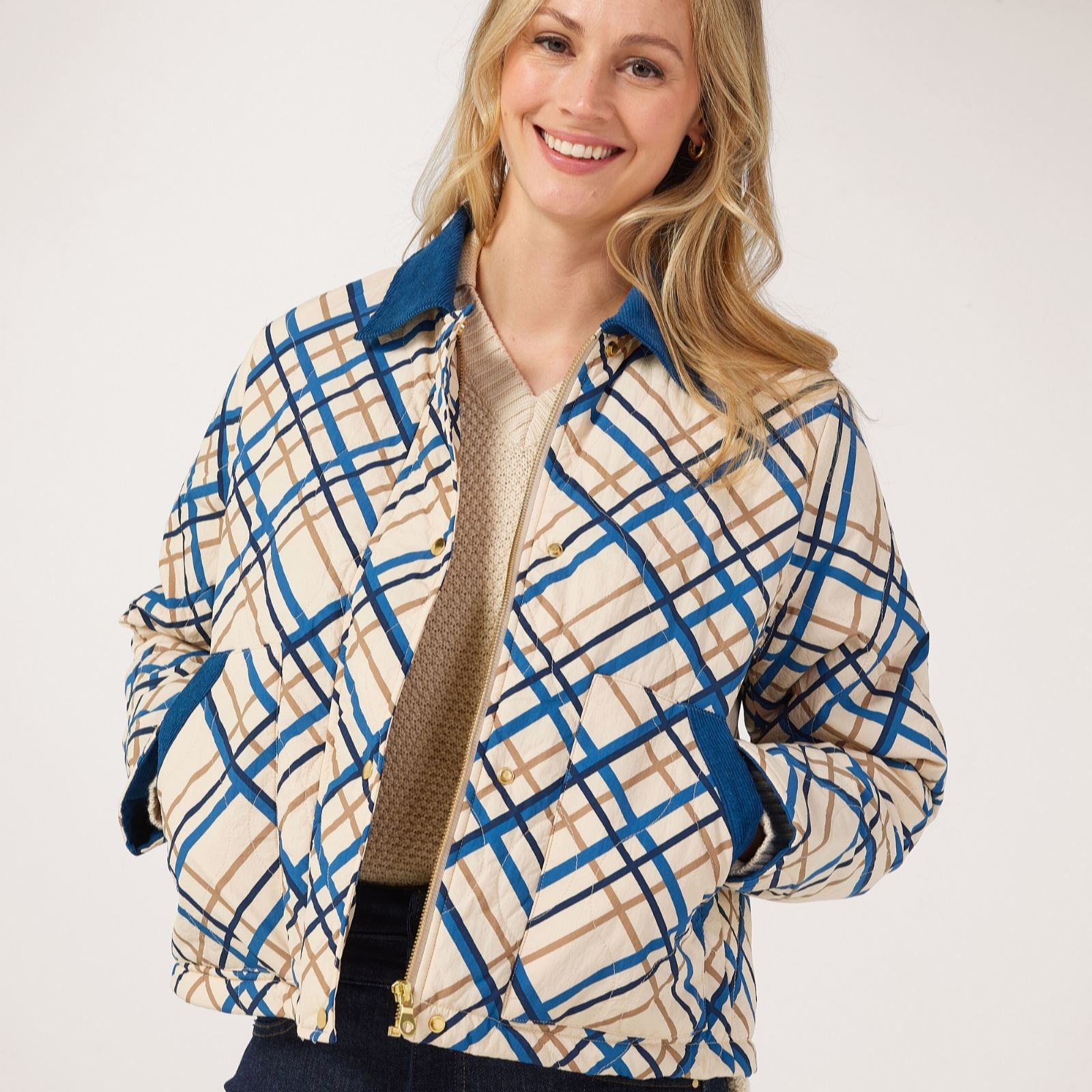 Masai Copenhagen Tan Navy Tovion Printed Coat With Contrast Collar