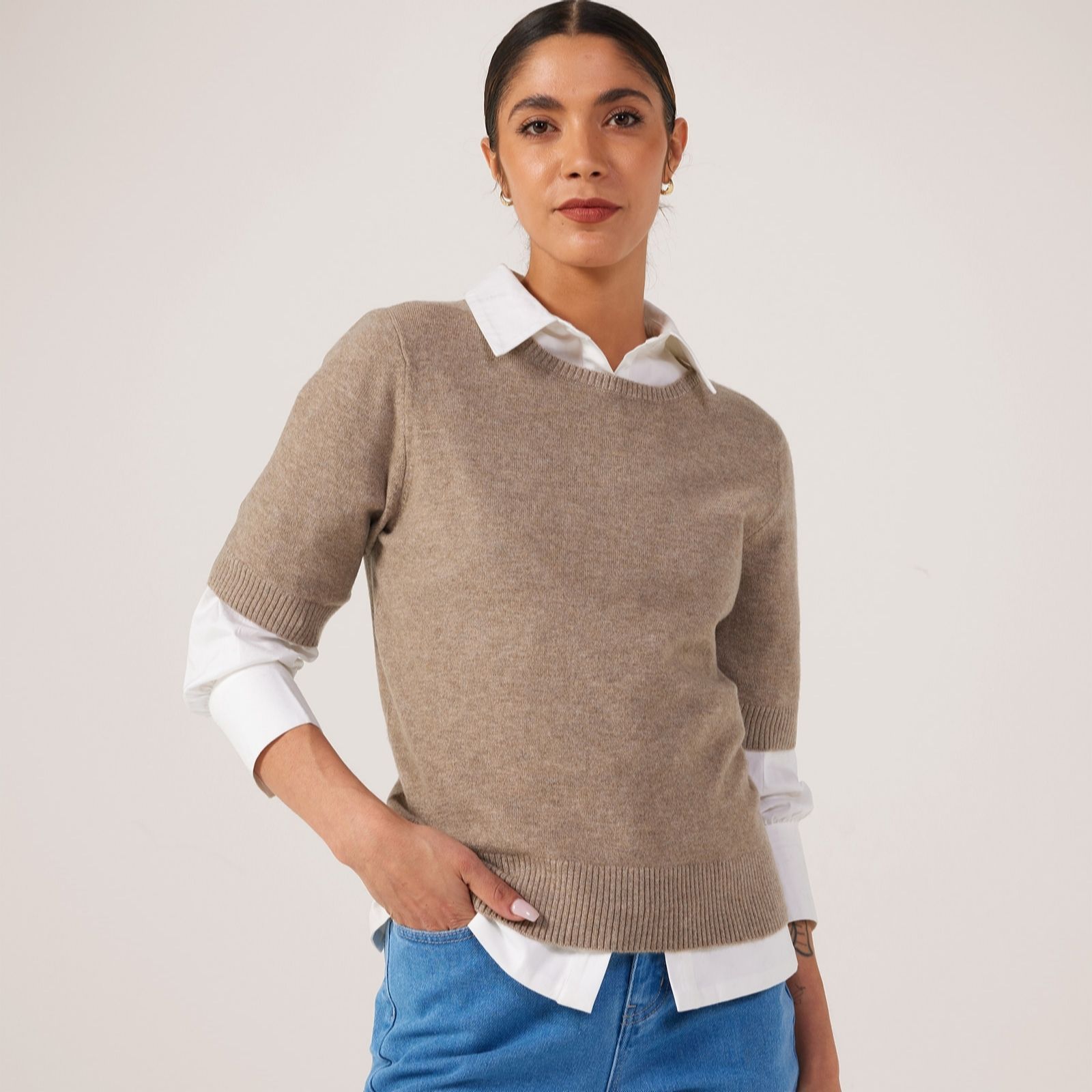 Ben de Lisi Short Sleeve Knitted Top