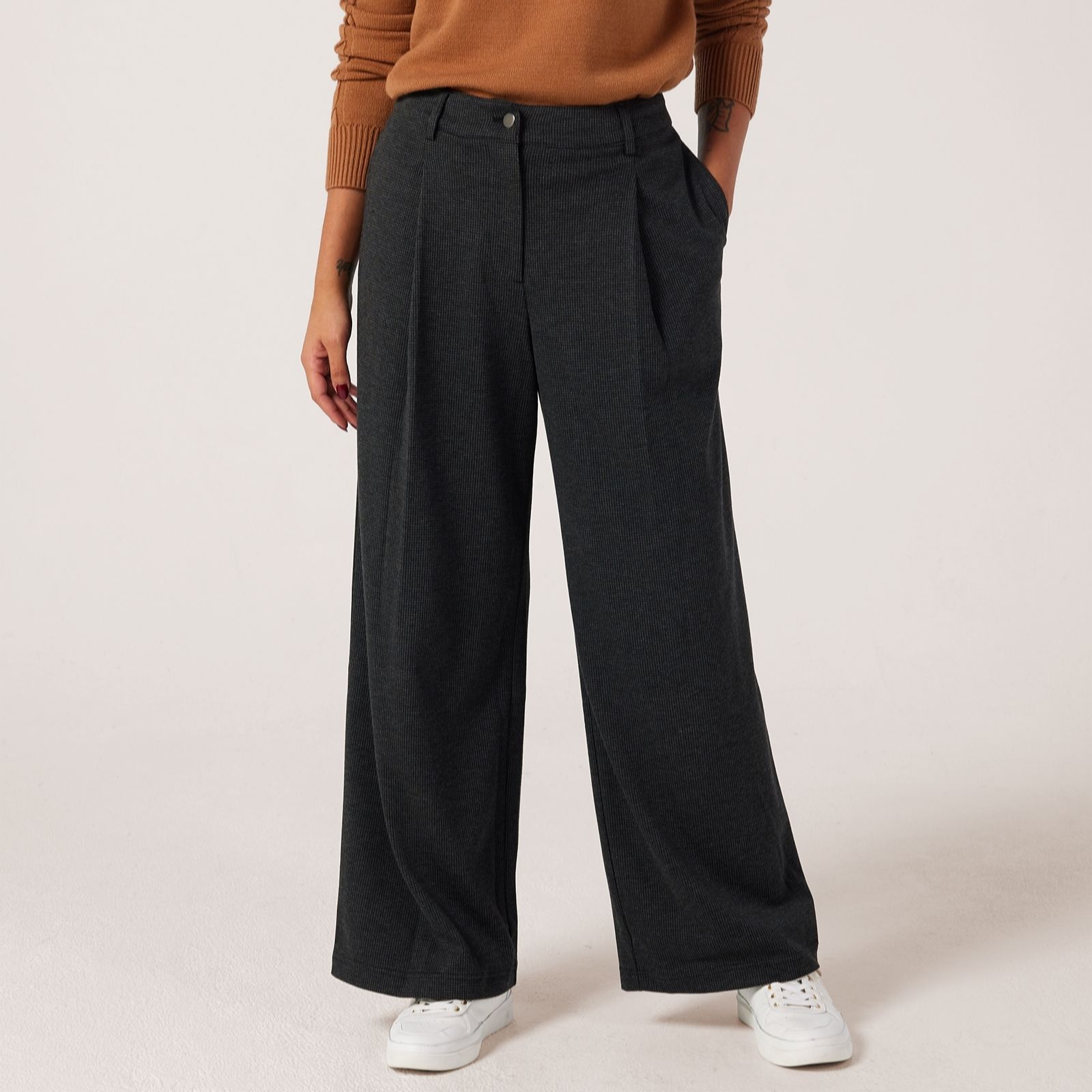 Ben De Lisi Grey Puppytooth Wide Leg Trousers Standard