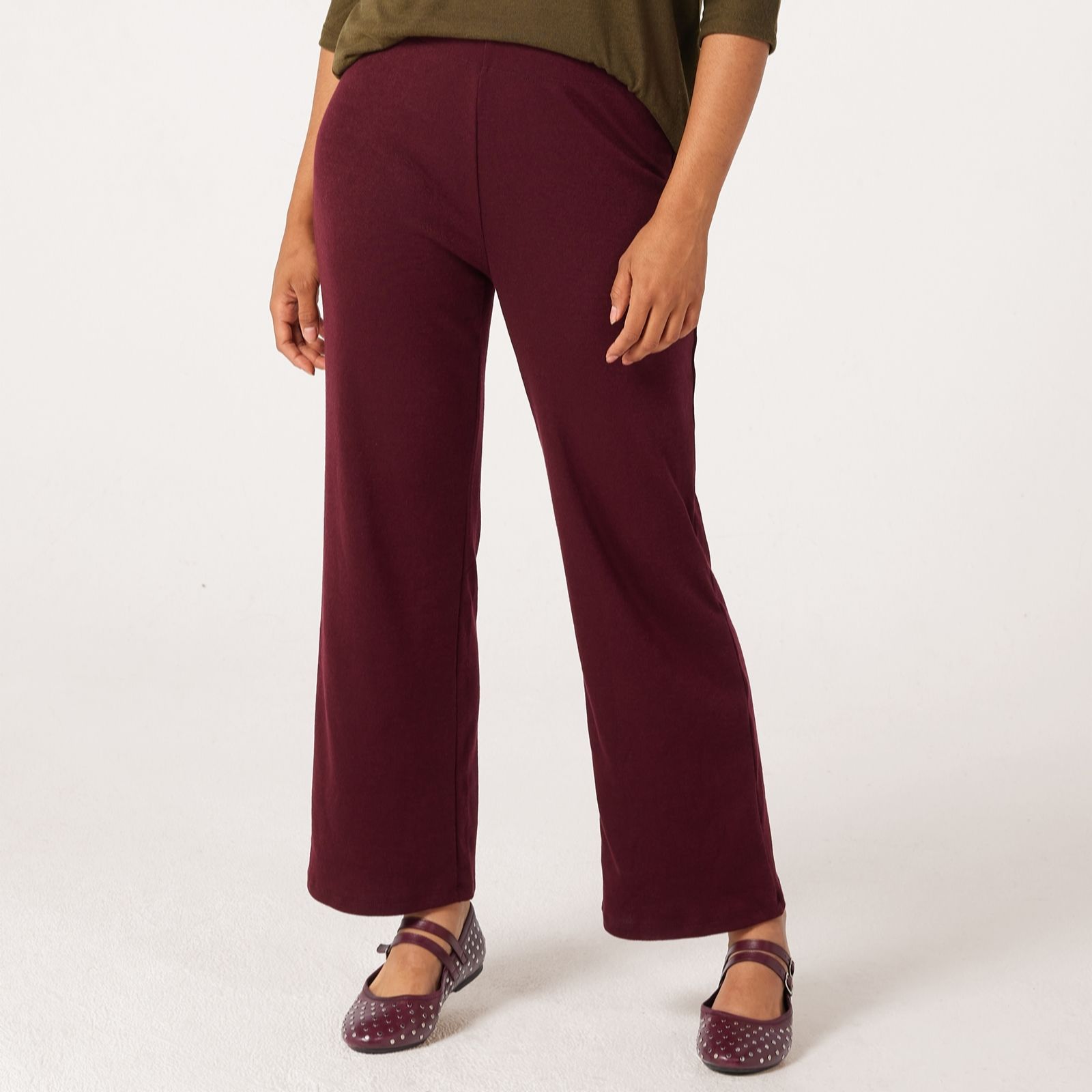 Kim & Co Bordeaux Divine Knit Kristy Straight-Leg Standard Trousers