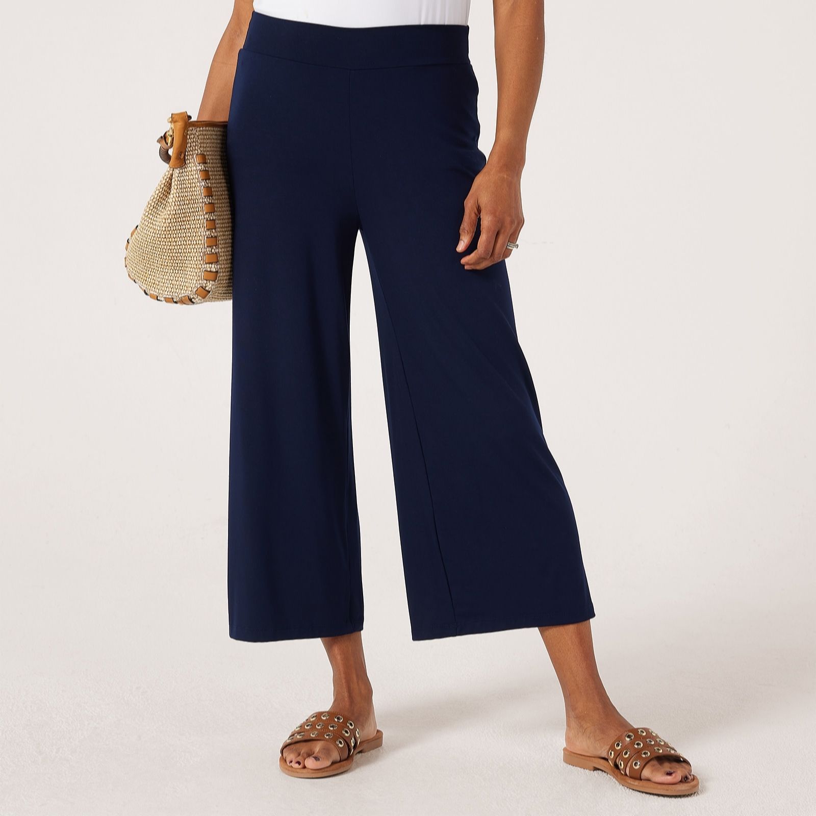 Kim & Co Multicolour Viscose Jersey Cropped Palazzo Standard Trousers