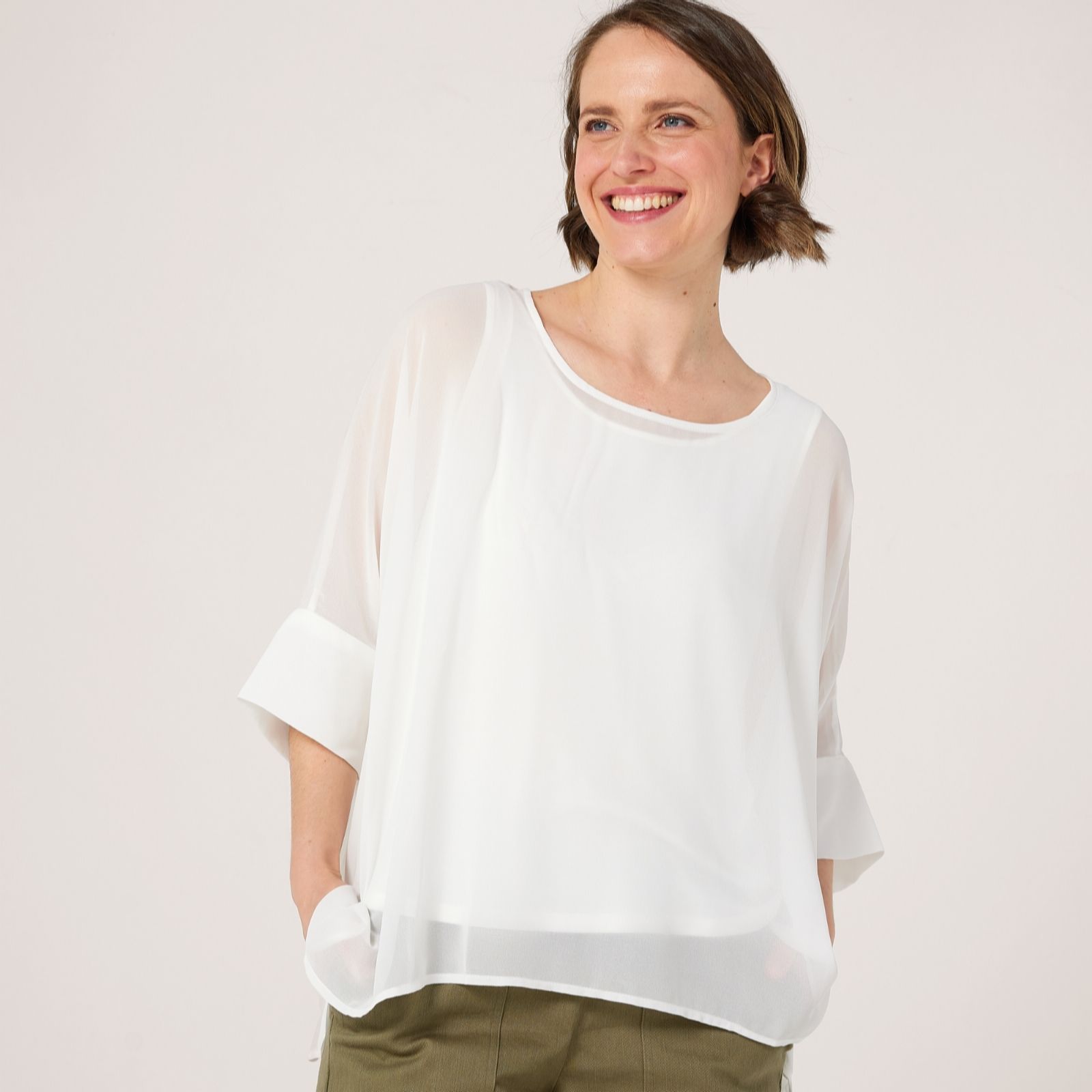 Marlawynne Blue Combo Layers Chiffon Poncho