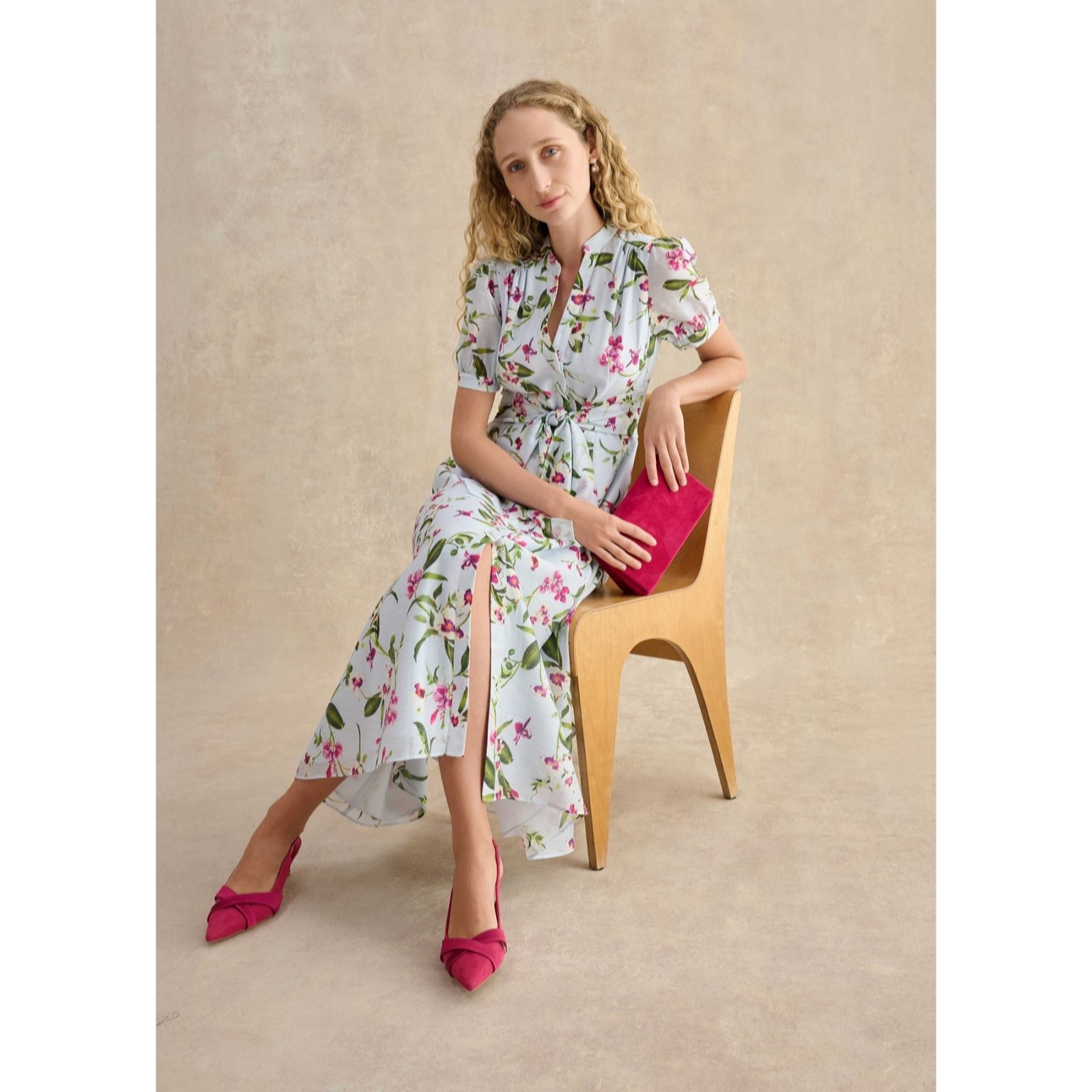 Hobbs London Pale Blue Multi Clarissa Dress Standard