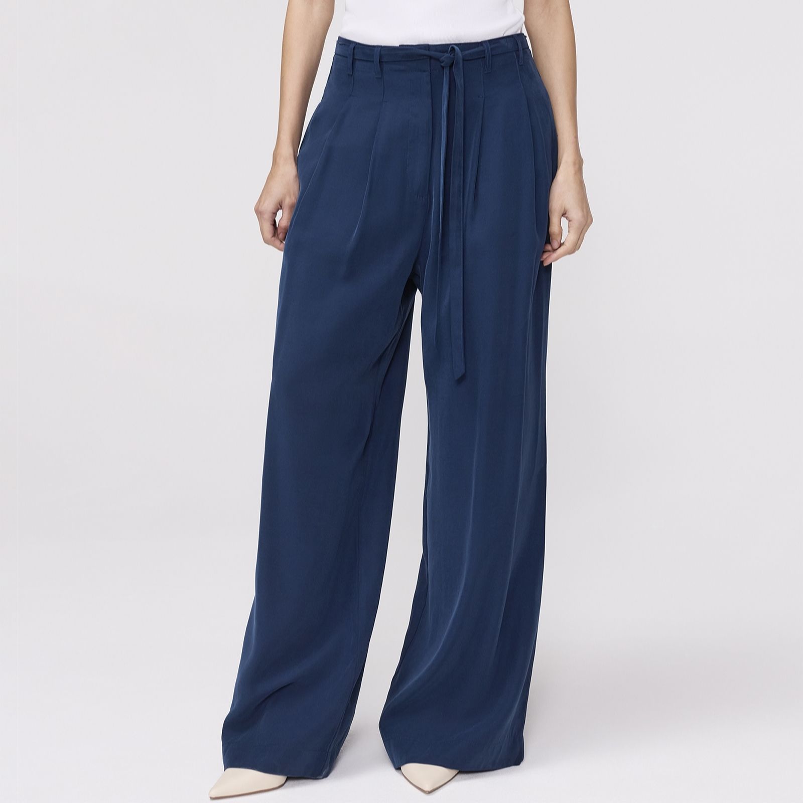 Finery London Venus Cupro Stretch Waist Wide-Leg Trousers Standard women's