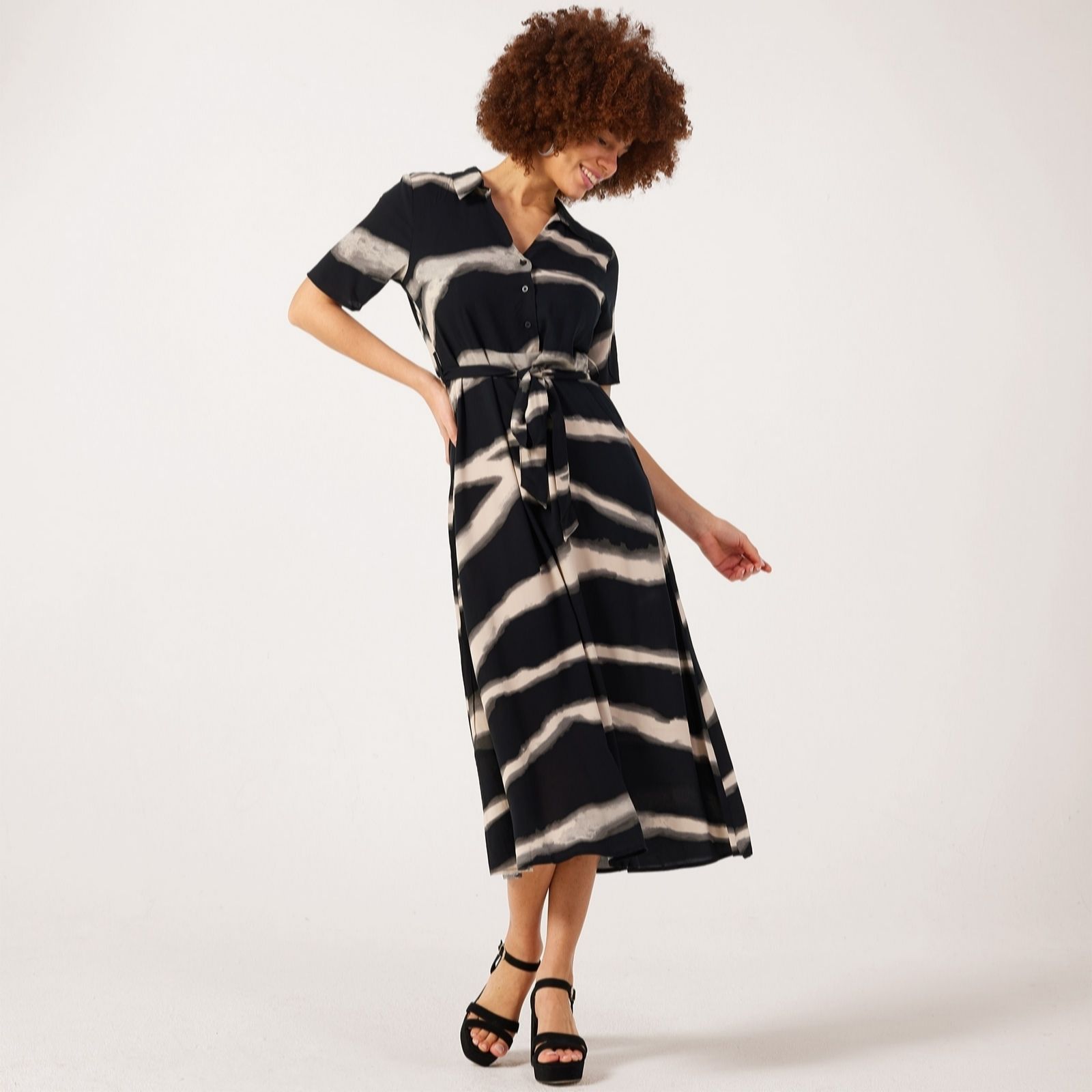 Jdy Leopard Star Sezen Tiewaist Midi Dress
