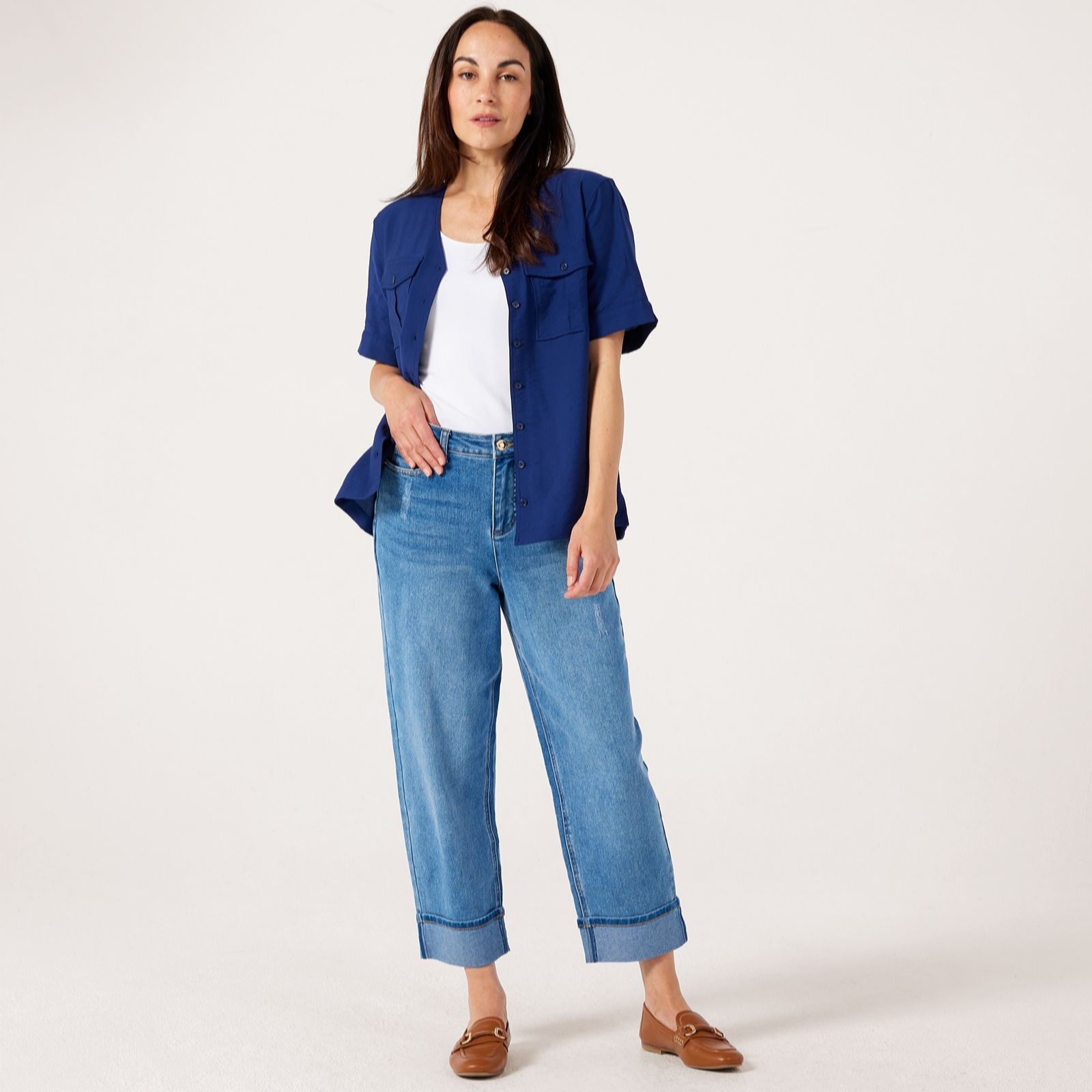 Ruth Langsford Indigo Turn Back Boyfriend Jean Petite