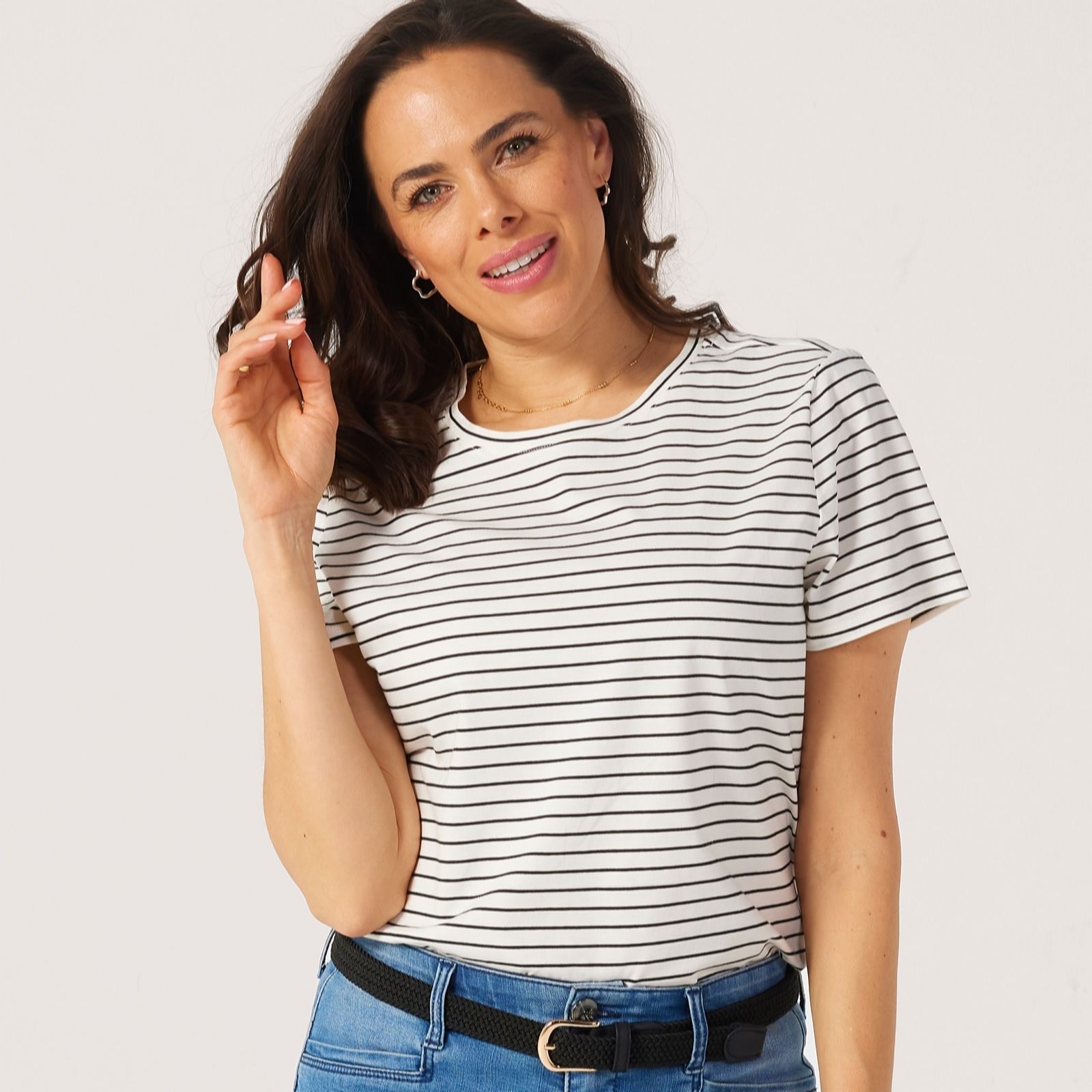 Marlawynne Chambray Cloud Cotton Striped T-Shirt