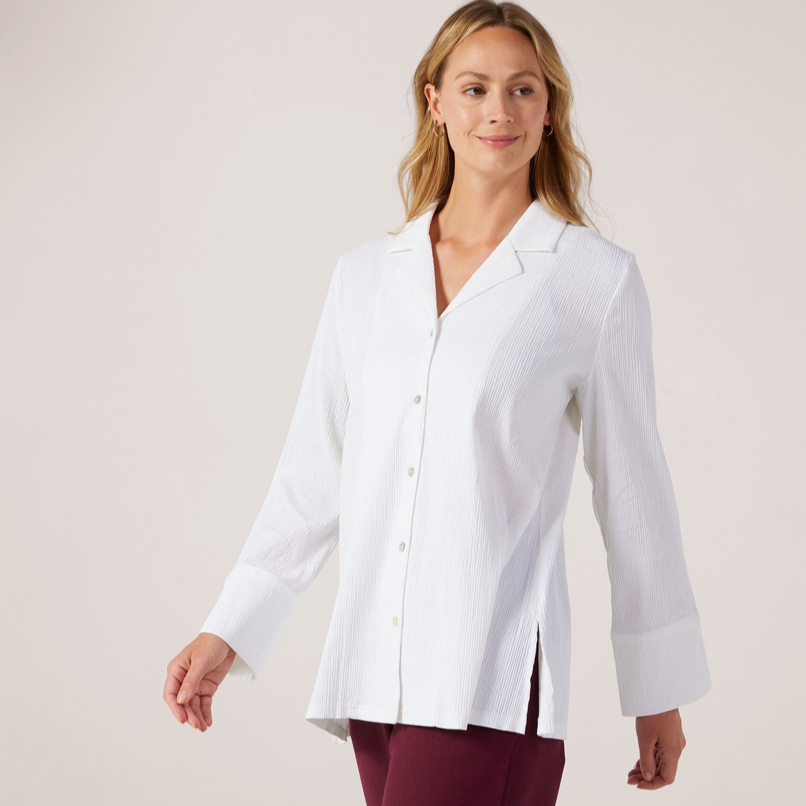 Marlawynne Black Collection Textured Stretch Shirt