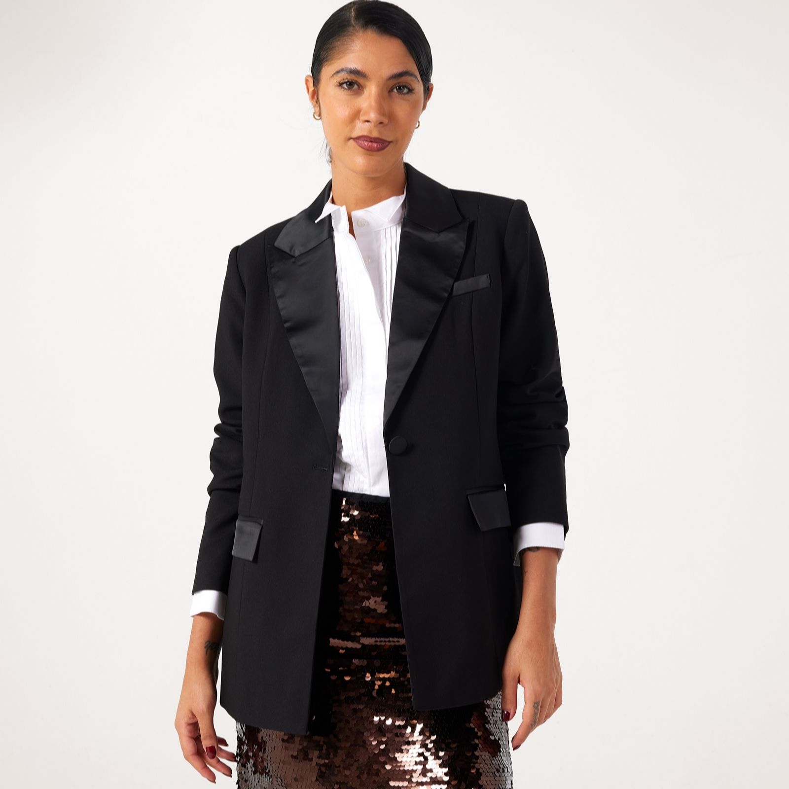 Ben De Lisi Black Satin Lapel Blazer