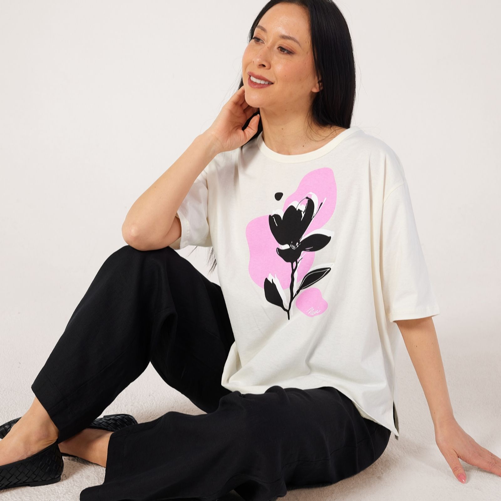 Masai Copenhagen Primrose Pink Flower Print Cotton Jersey T-Shirt