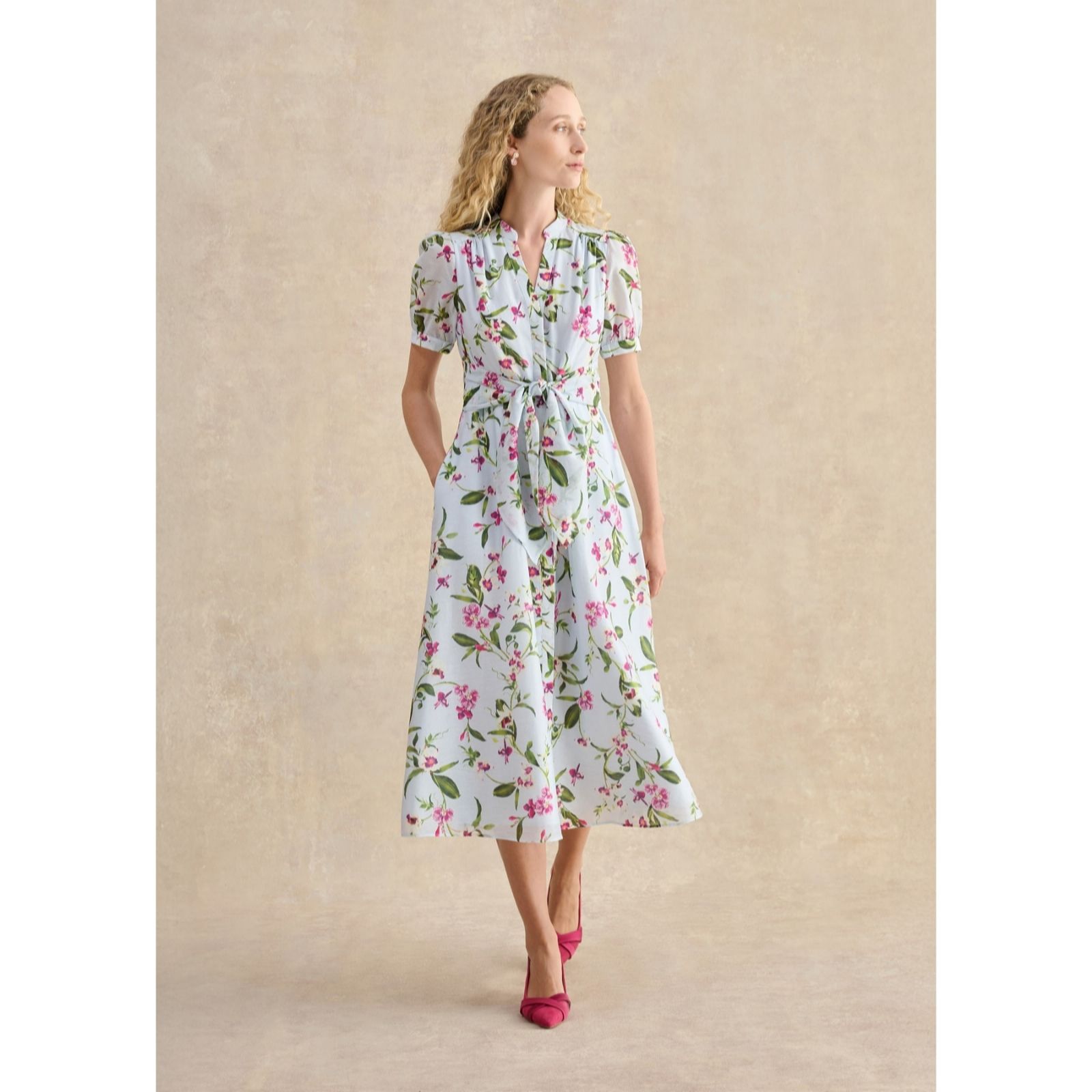 Hobbs London Pale Blue Multi Clarissa Dress Petite