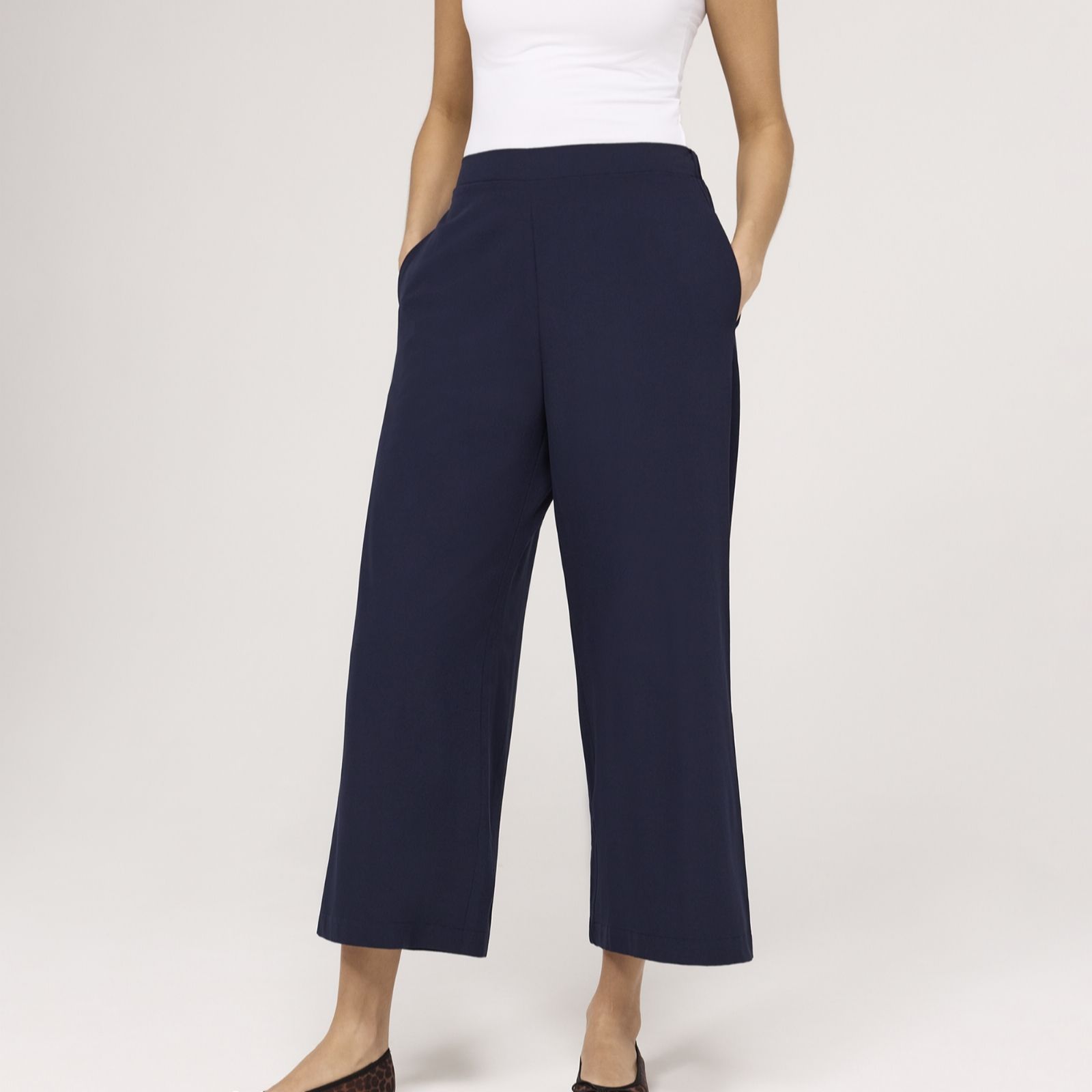 Finery Black London Crepe Cropped Wide Leg Trouser