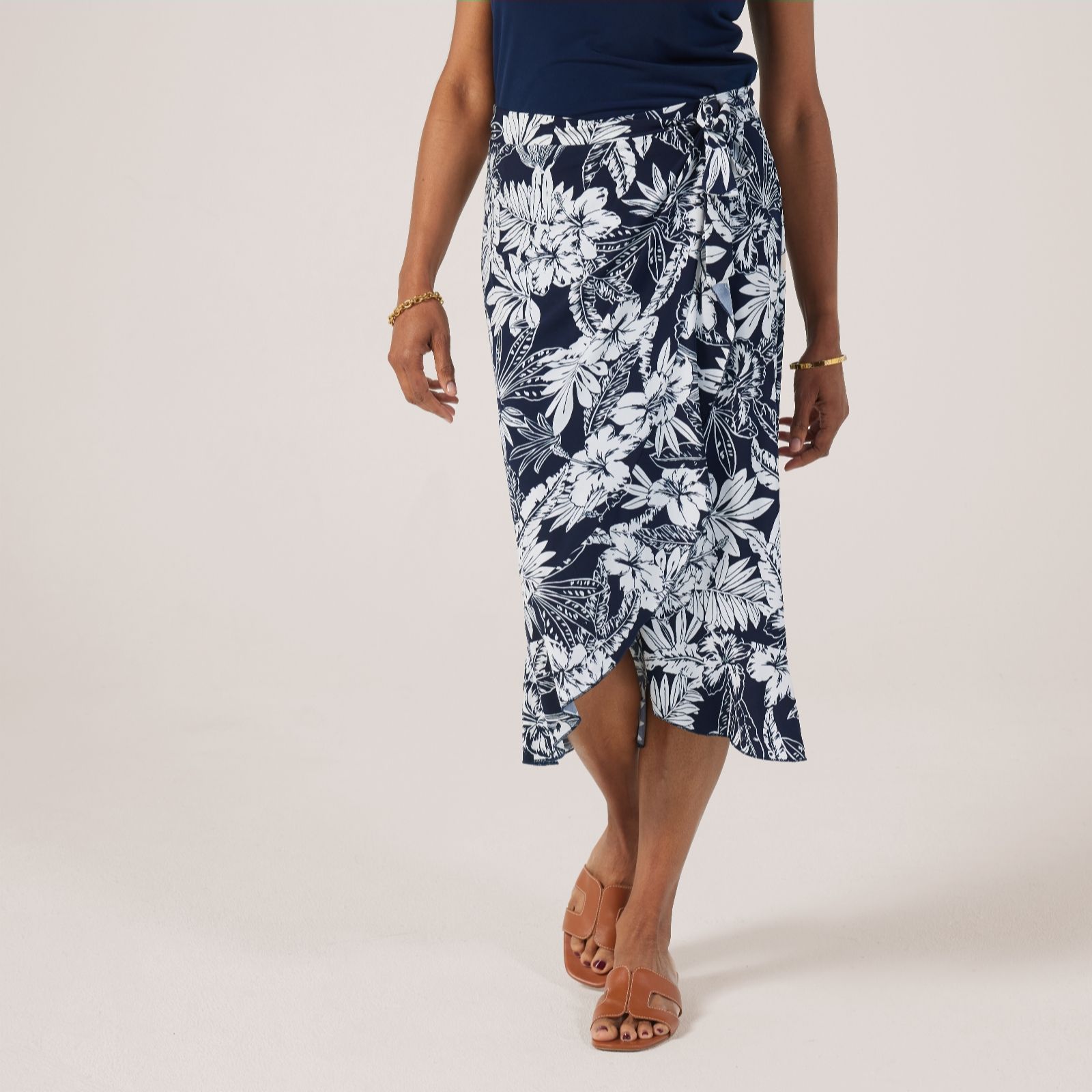 Kim & Co Printed Brazil Jersey Frilled Midi Wrap Skirt