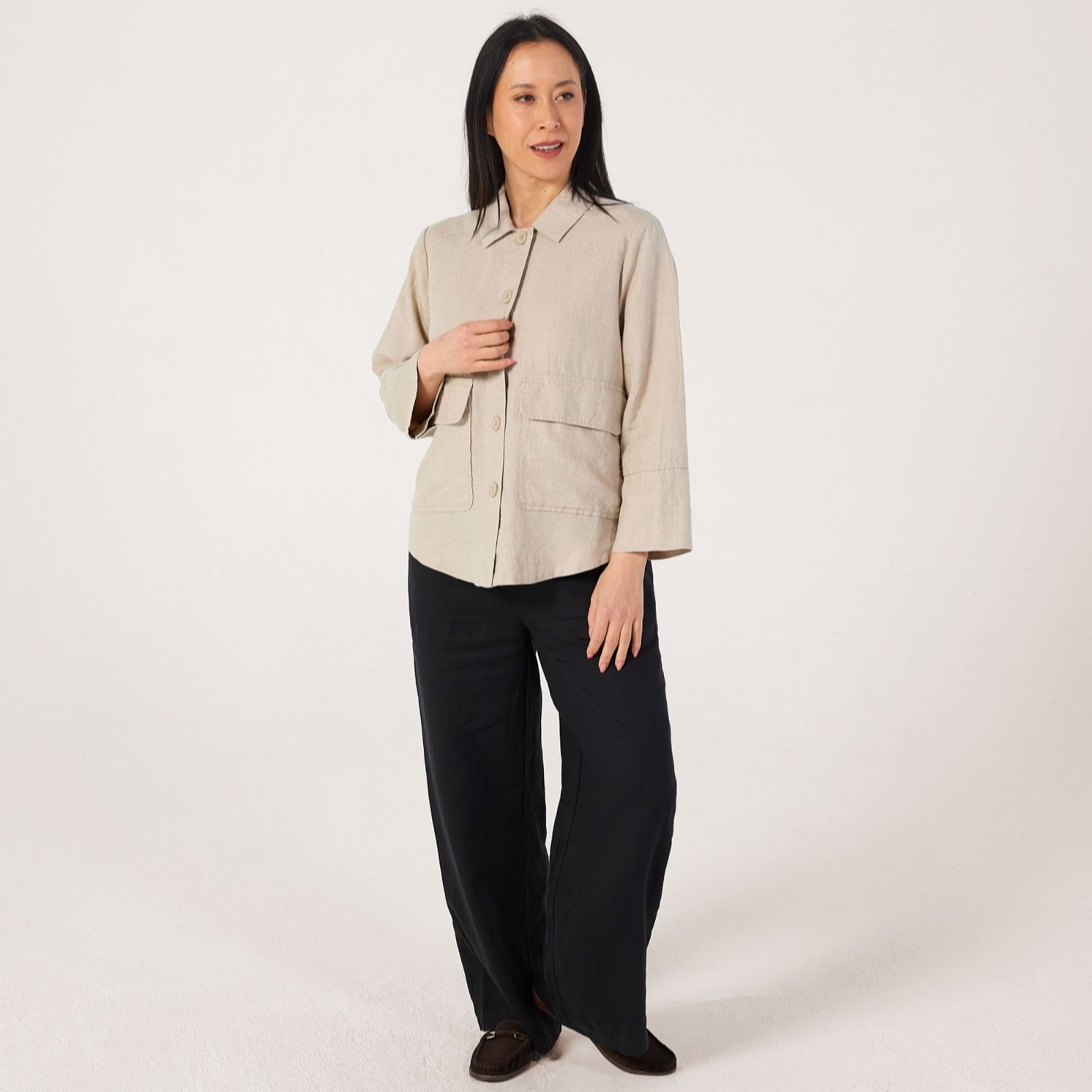 Masai Copenhagen Black Jurelle 100% Linen Jacket With Pockets