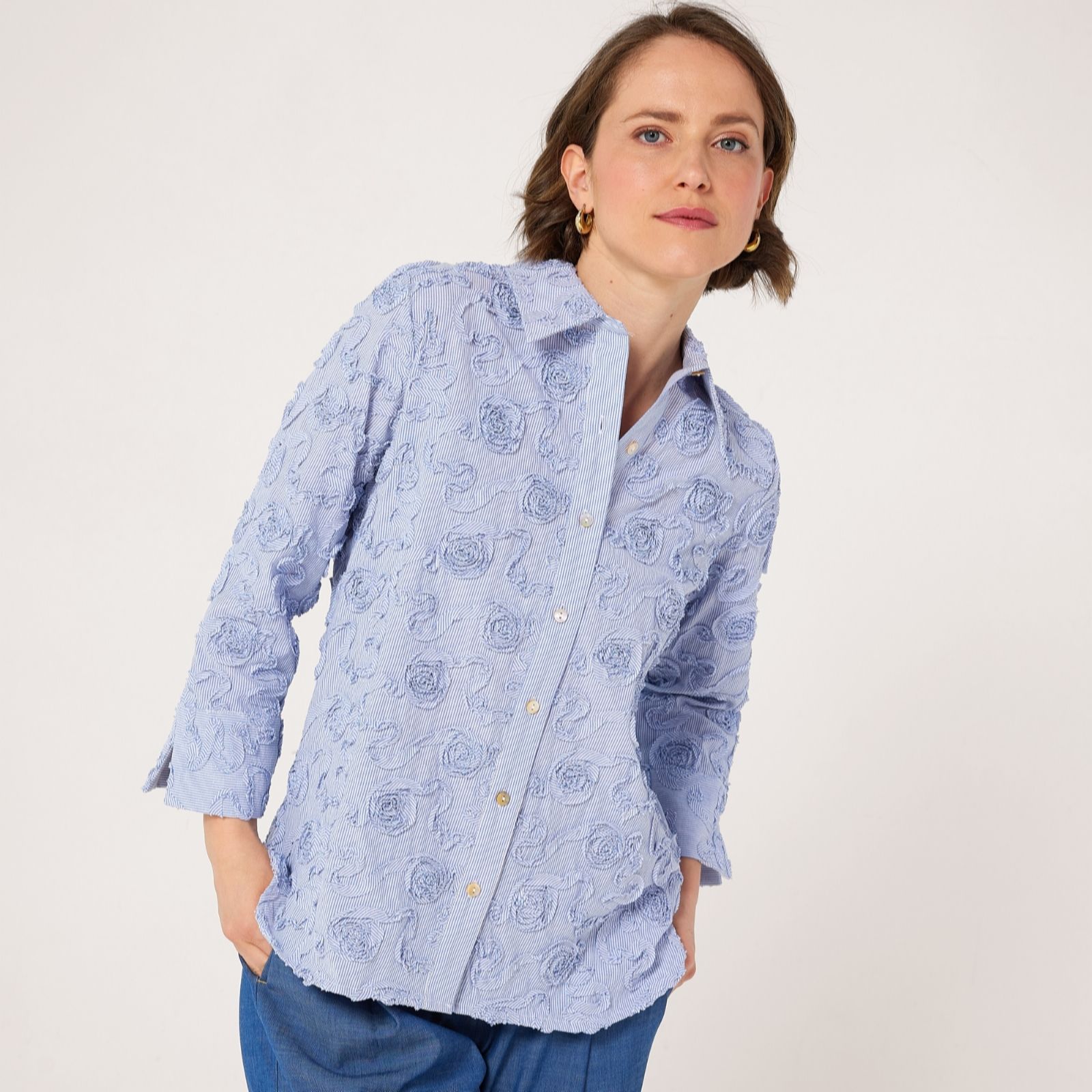 Marlawynne Blue Stripe Collection Dye Summer Shirt