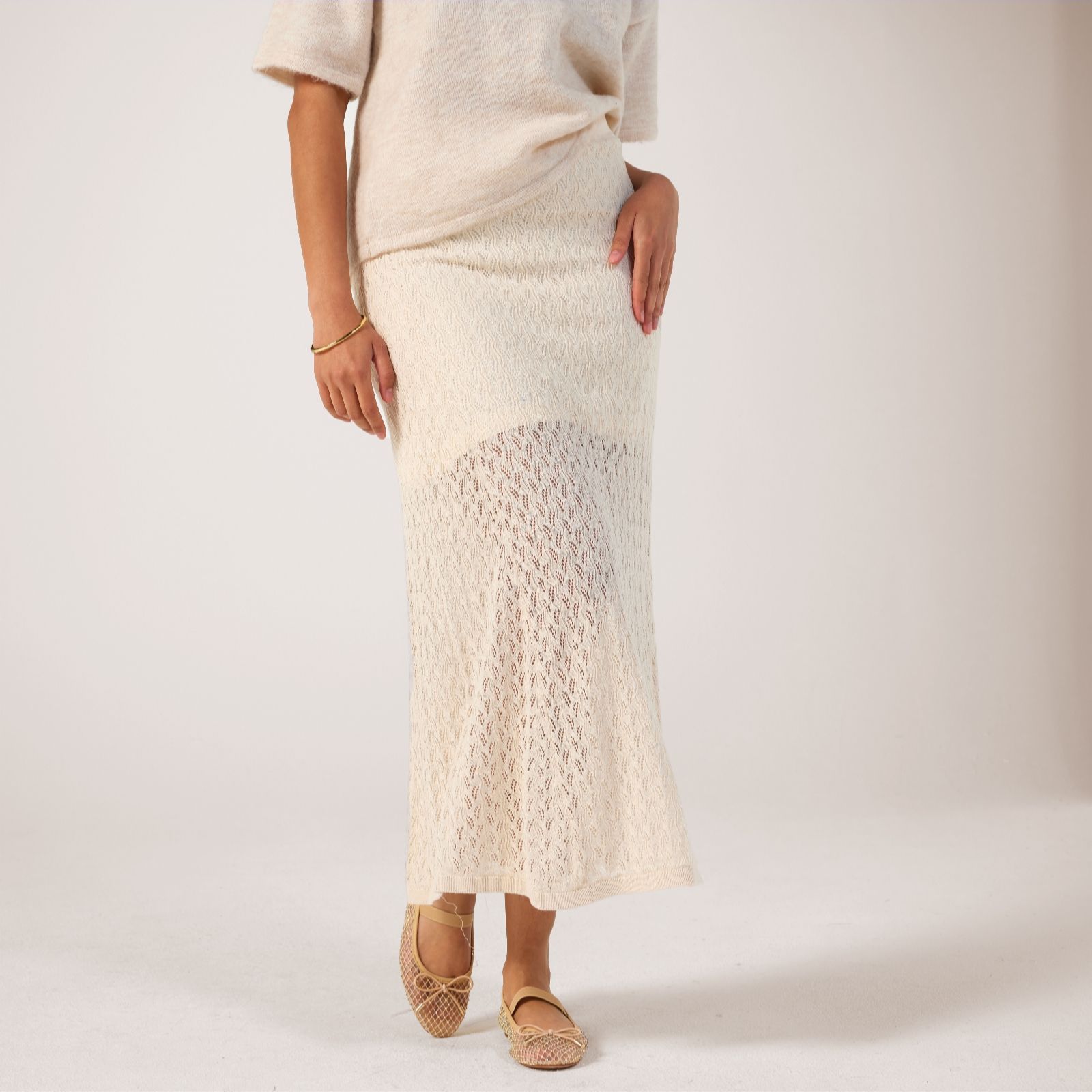 Selected Femme High Waisted Long Knitted Skirt