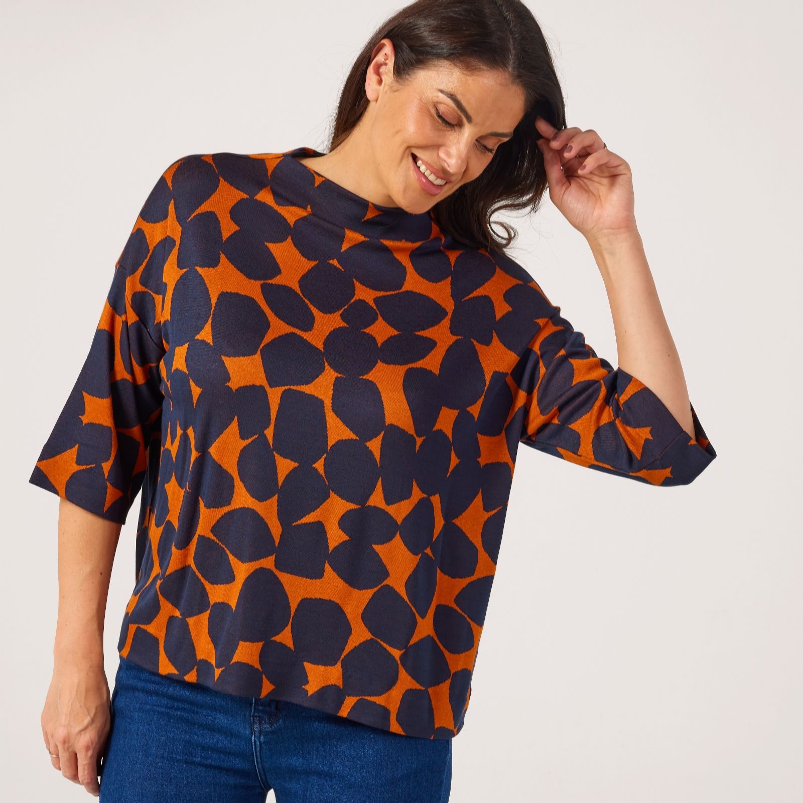 Masai Copenhagen Proven Blue Dovira Jersey Jacquard Long Sleeve Top