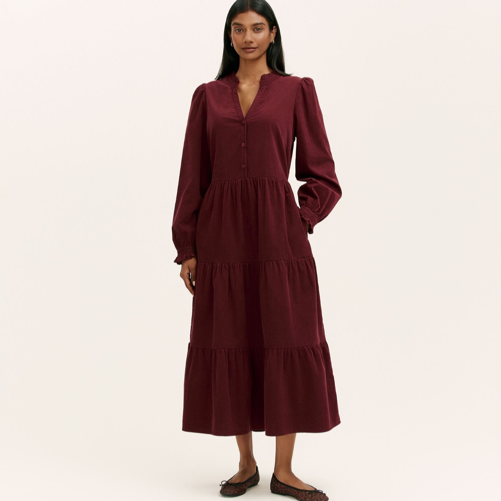Finery London Gianna Corduroy Midi Dress women's