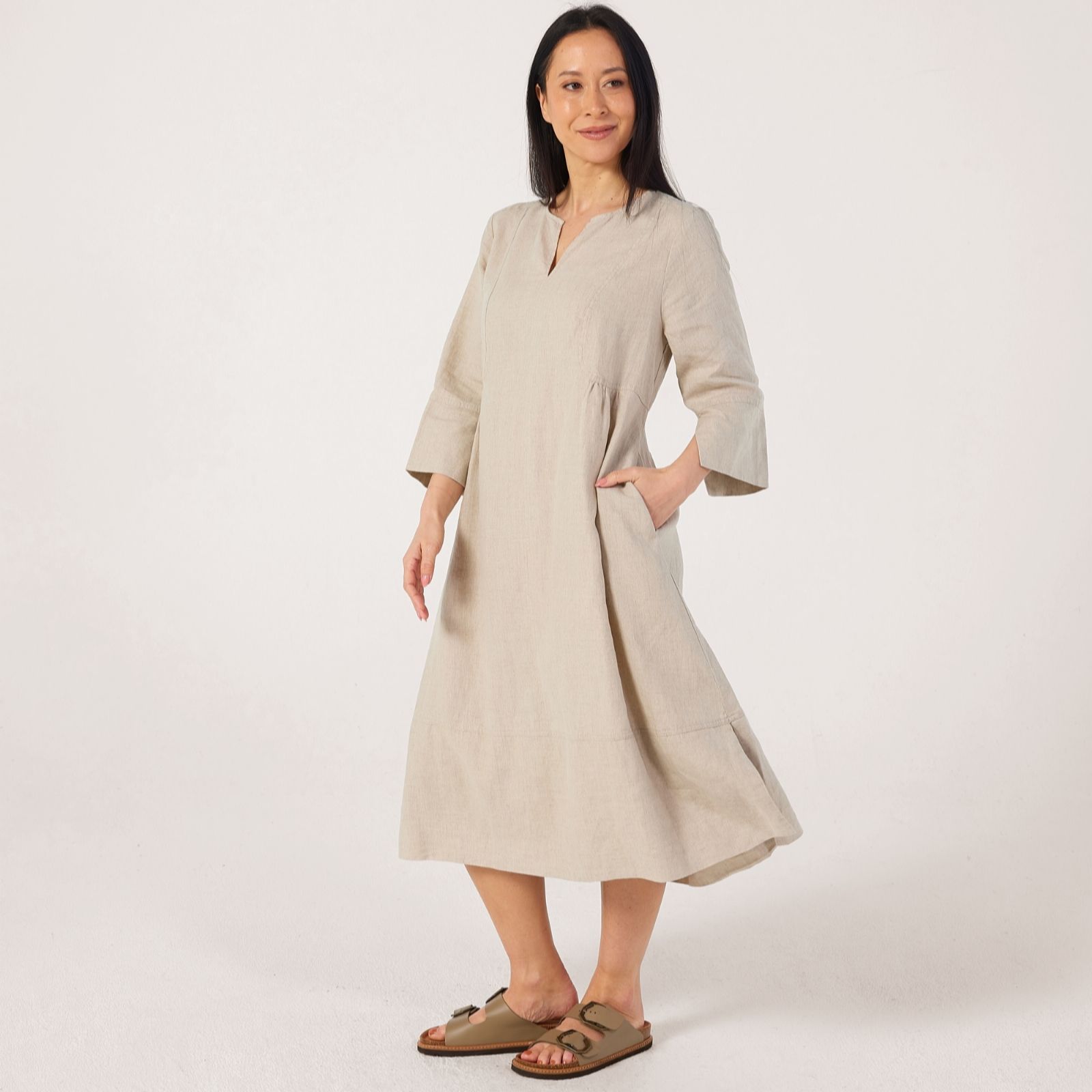Masai Copenhagen Coral Pink Nasya 100% Linen Dress