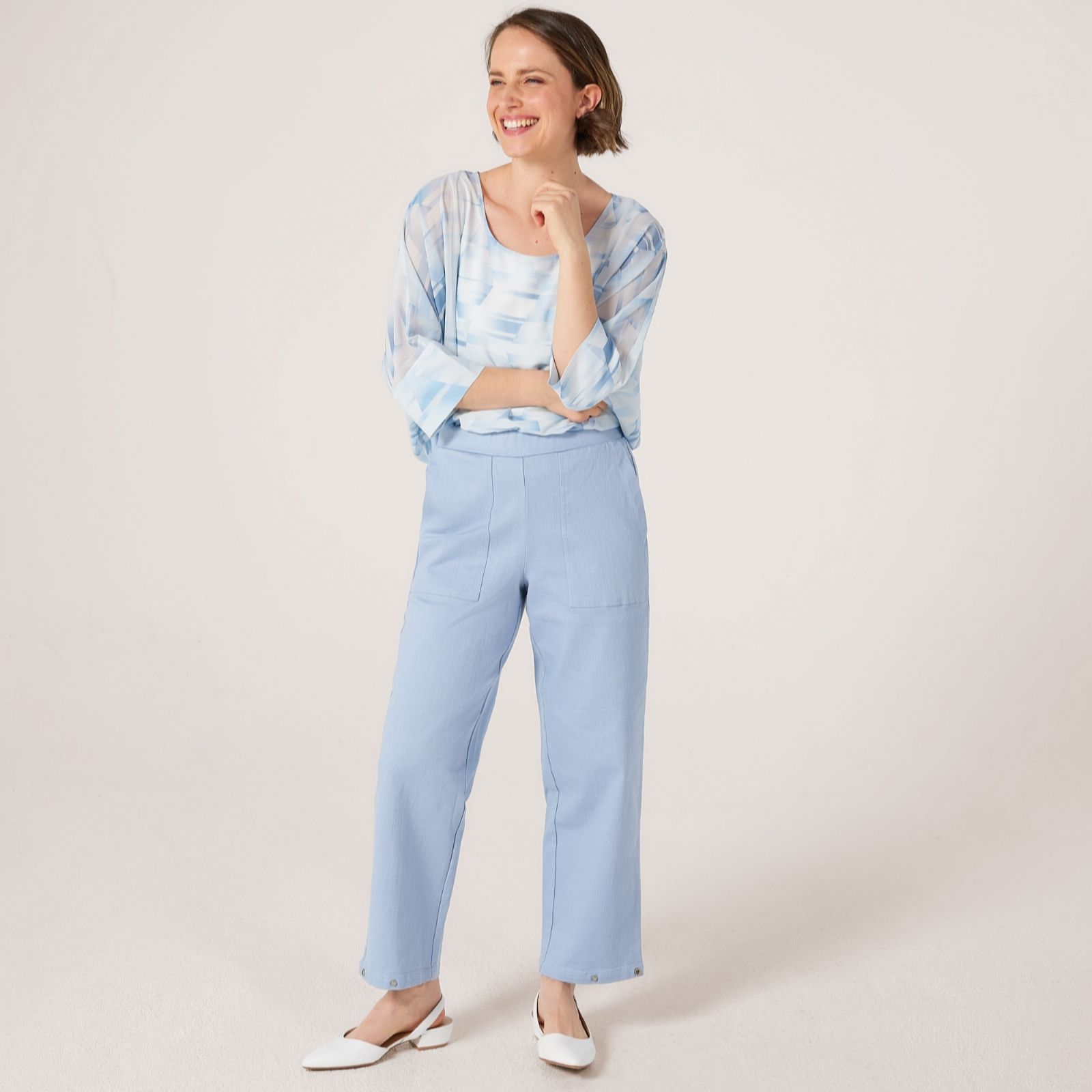 Marlawynne Cloud Denim Washed Twill Slouch Tapered Trousers