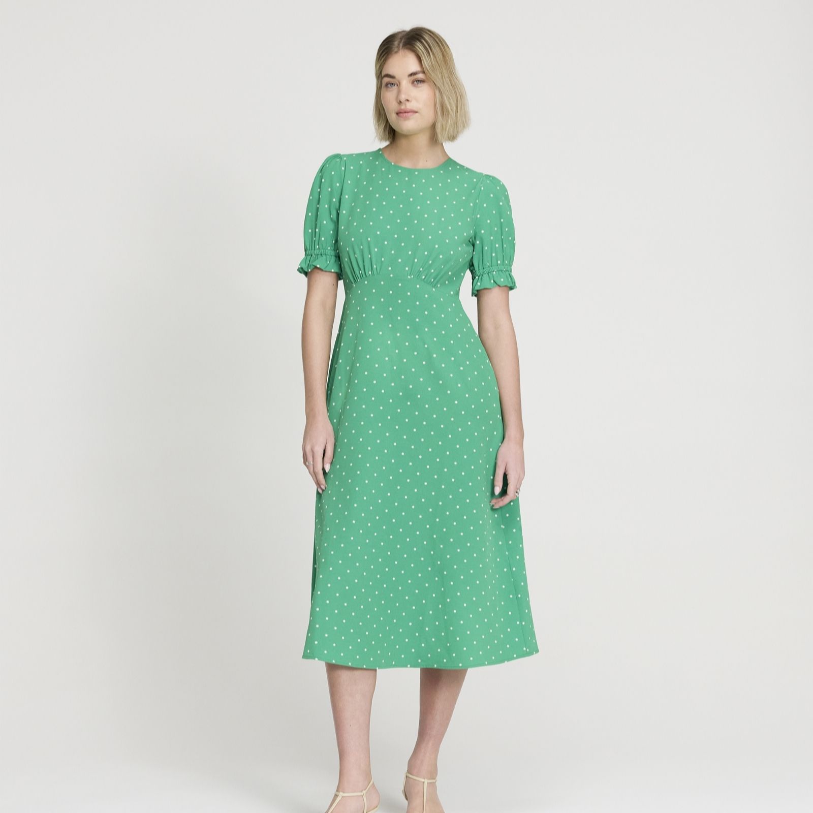 Finery Green Spot London Mela Spot Print Midi Dress Petite