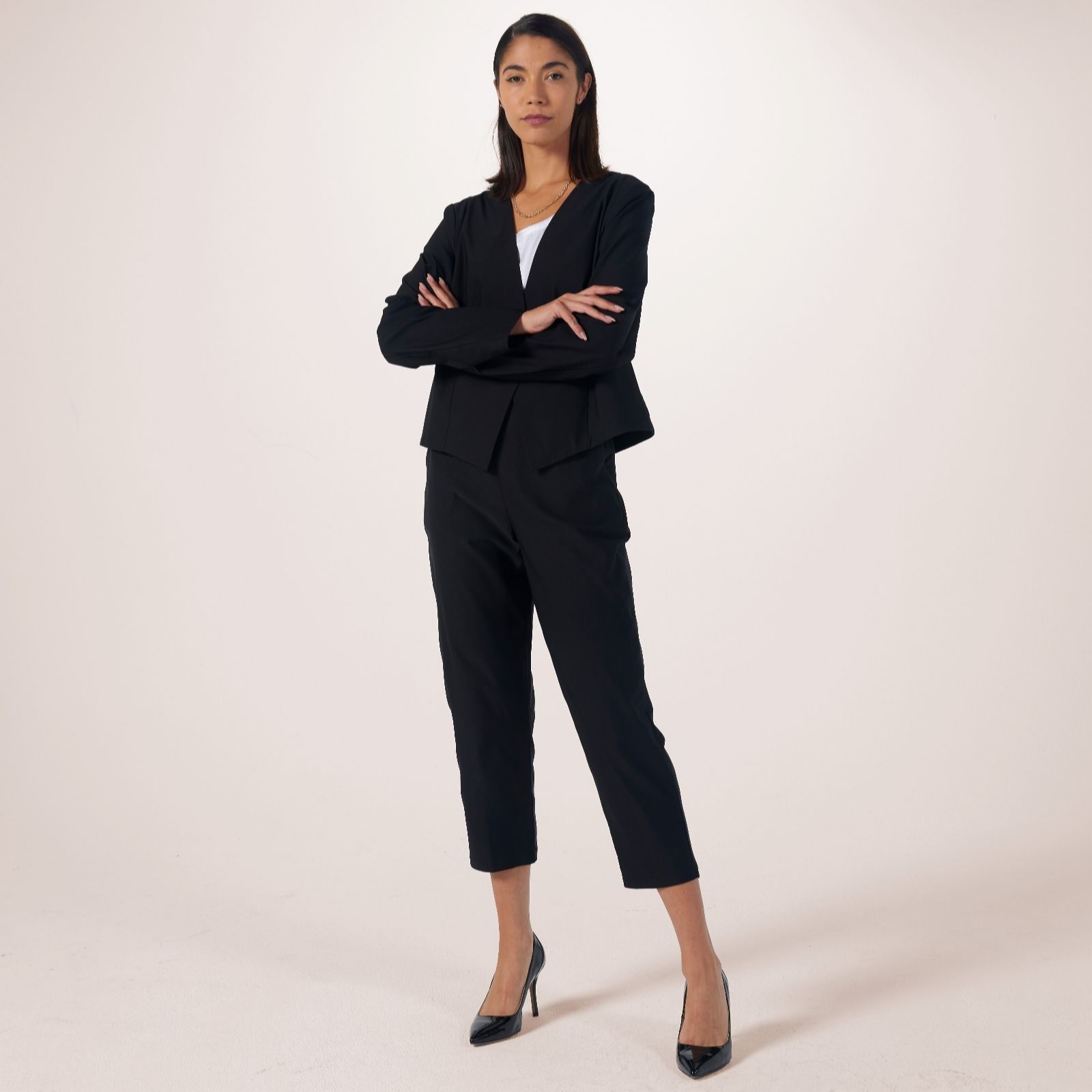 Kim & Co Black Soft Millennium Long Sleeve Cropped Jacket