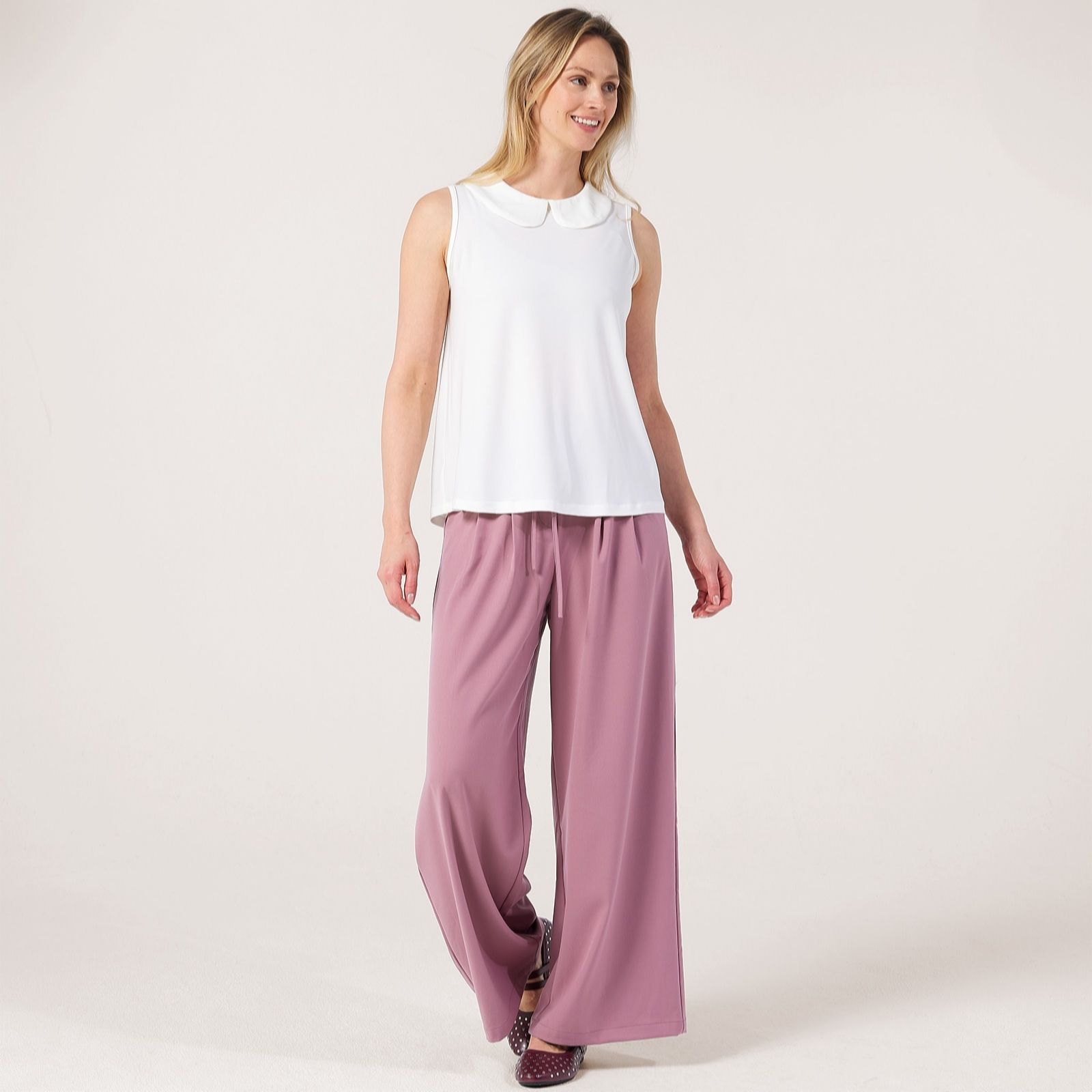 Kim & Co Dusky,Rose Deluxe Brazil Knit Peter Pan Collar Top