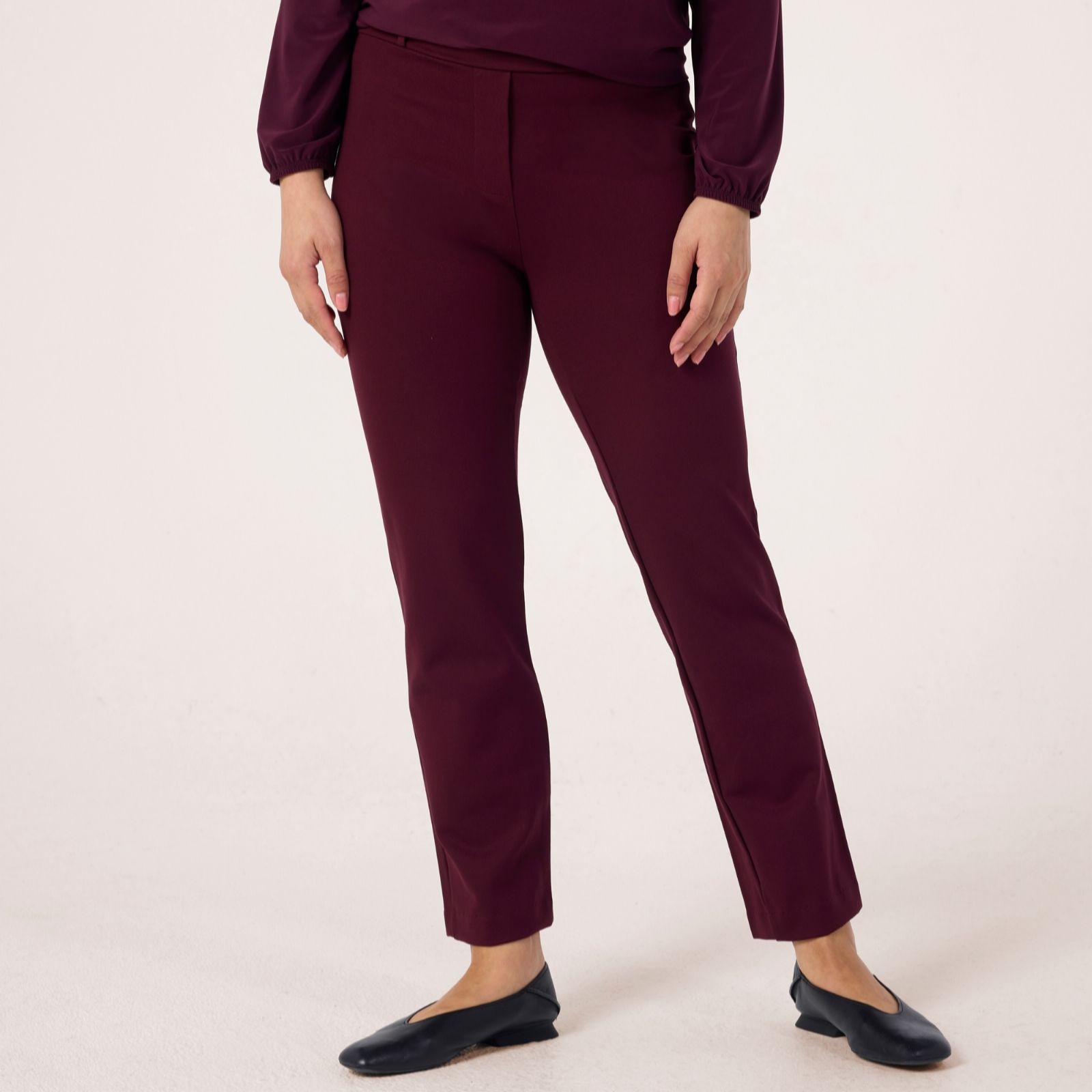 Kim & Co Strech Ponte Jersey Nina Narrow Leg Petite Trousers with B... women's