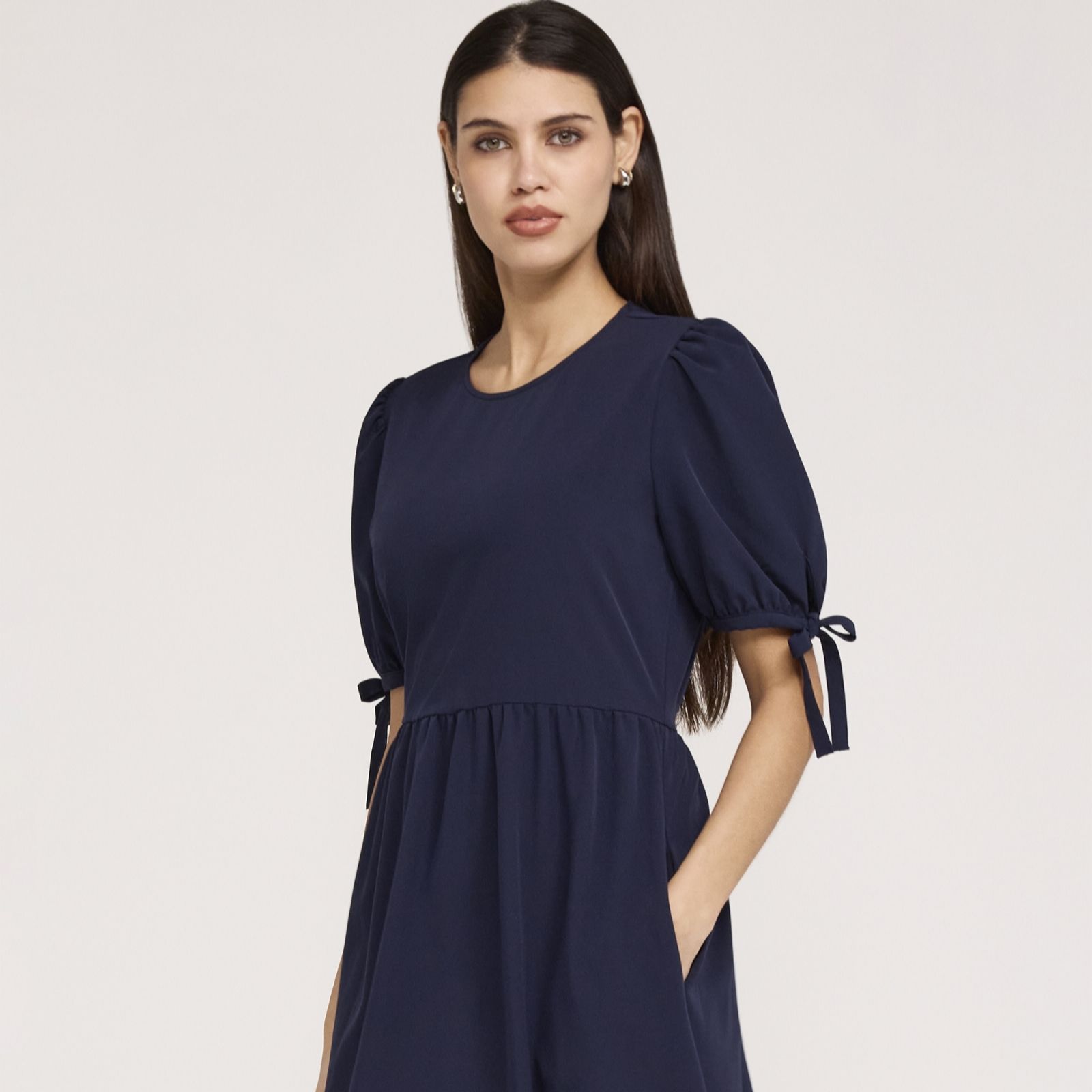Finery Cobalt London Jessa Crepe Tie Sleeve Midi Dress Standard