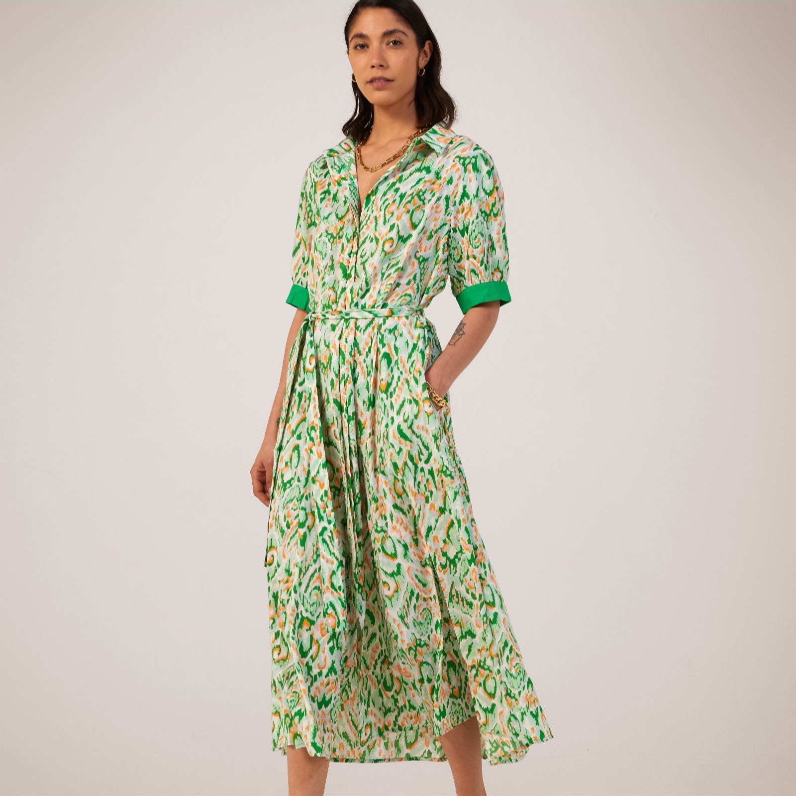 Frank Usher Midi Length Button Through Printed Dress