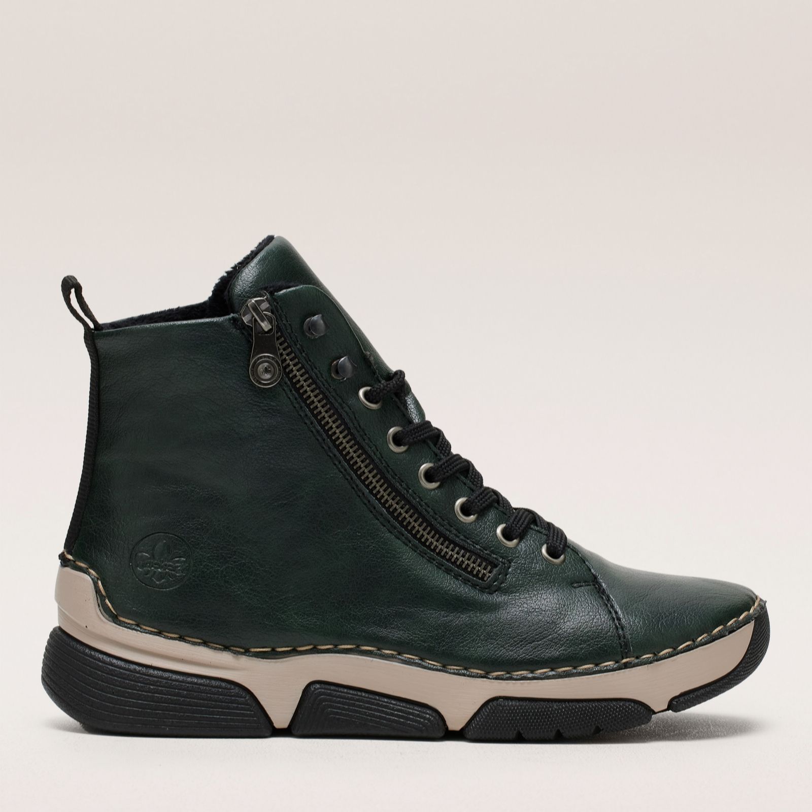 Rieker Green Zip Hi Top Trainer