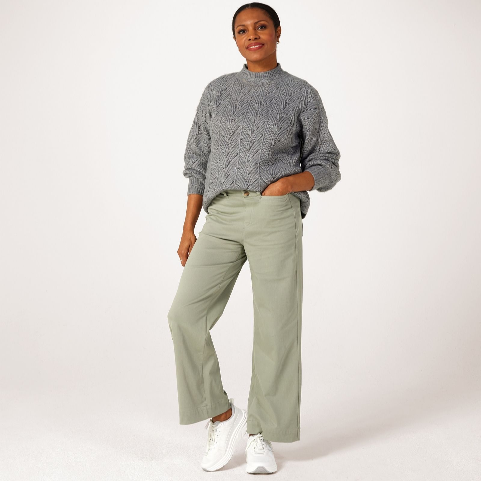Denim & Co. Comfy Knit Air Denim Pull On Wide Leg Jean Style