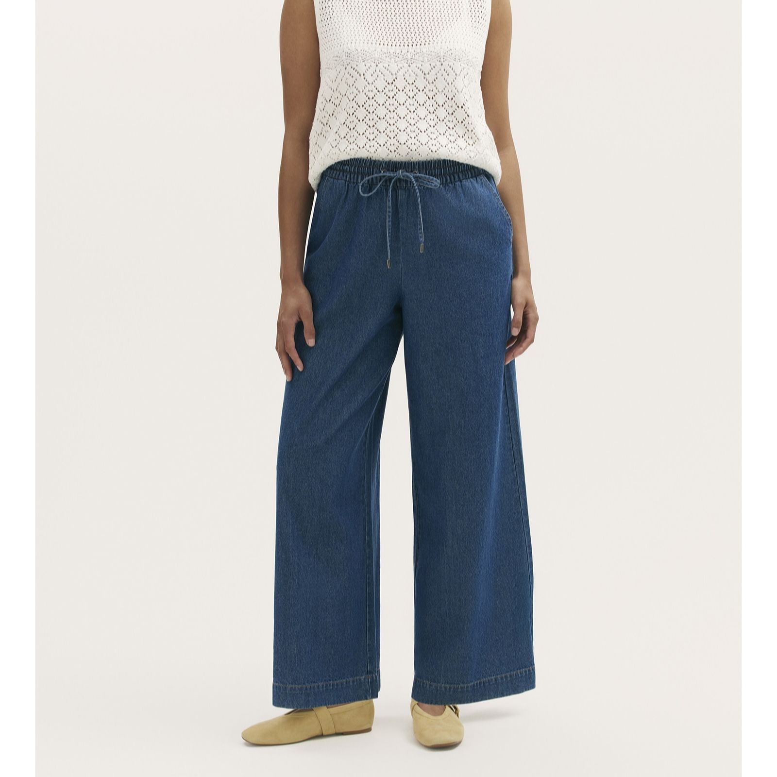 Finery London 100% Cotton Denim Trouser with Stretch Waist Petite women's