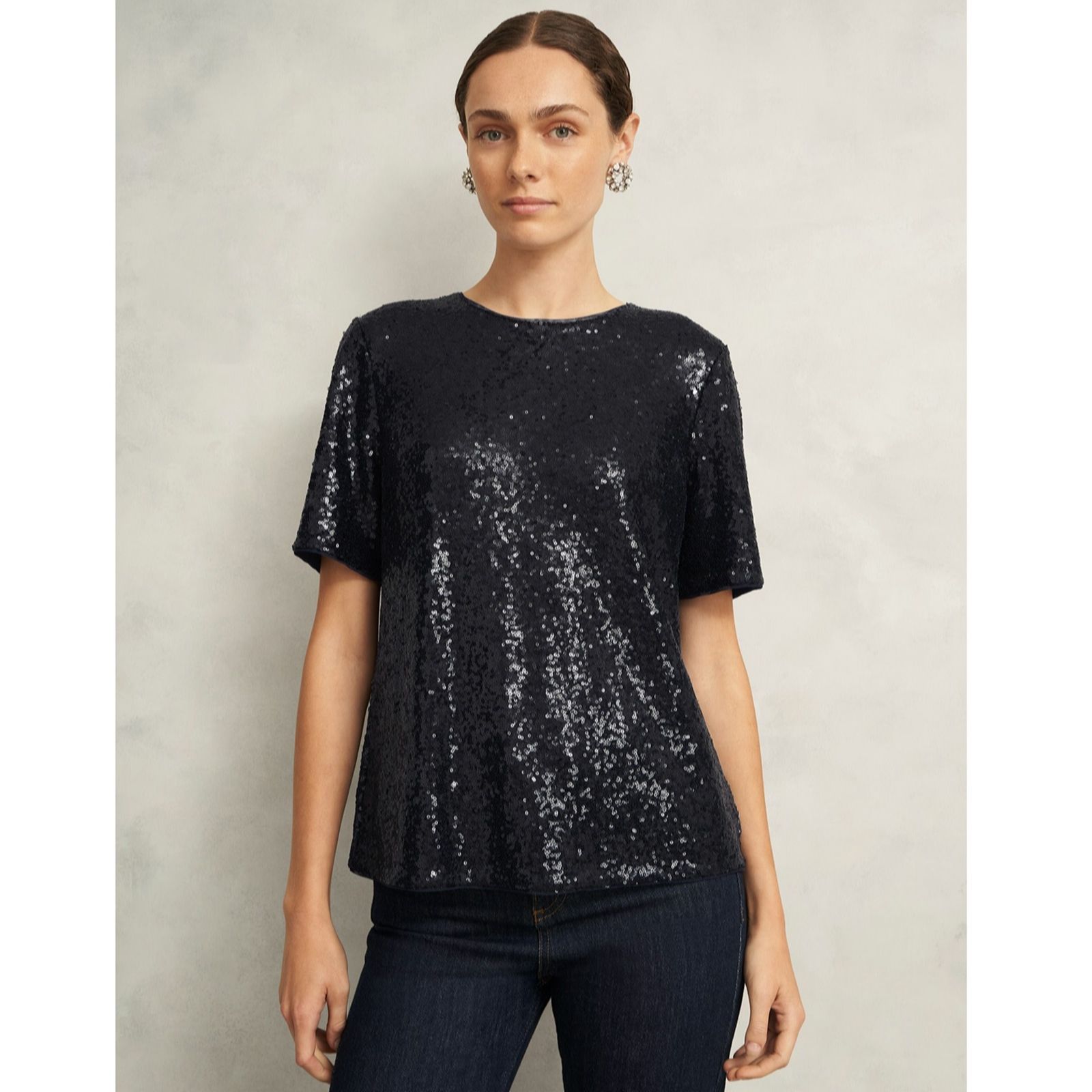 Hobbs London Hobbs Navy Lilibet Sequin Top