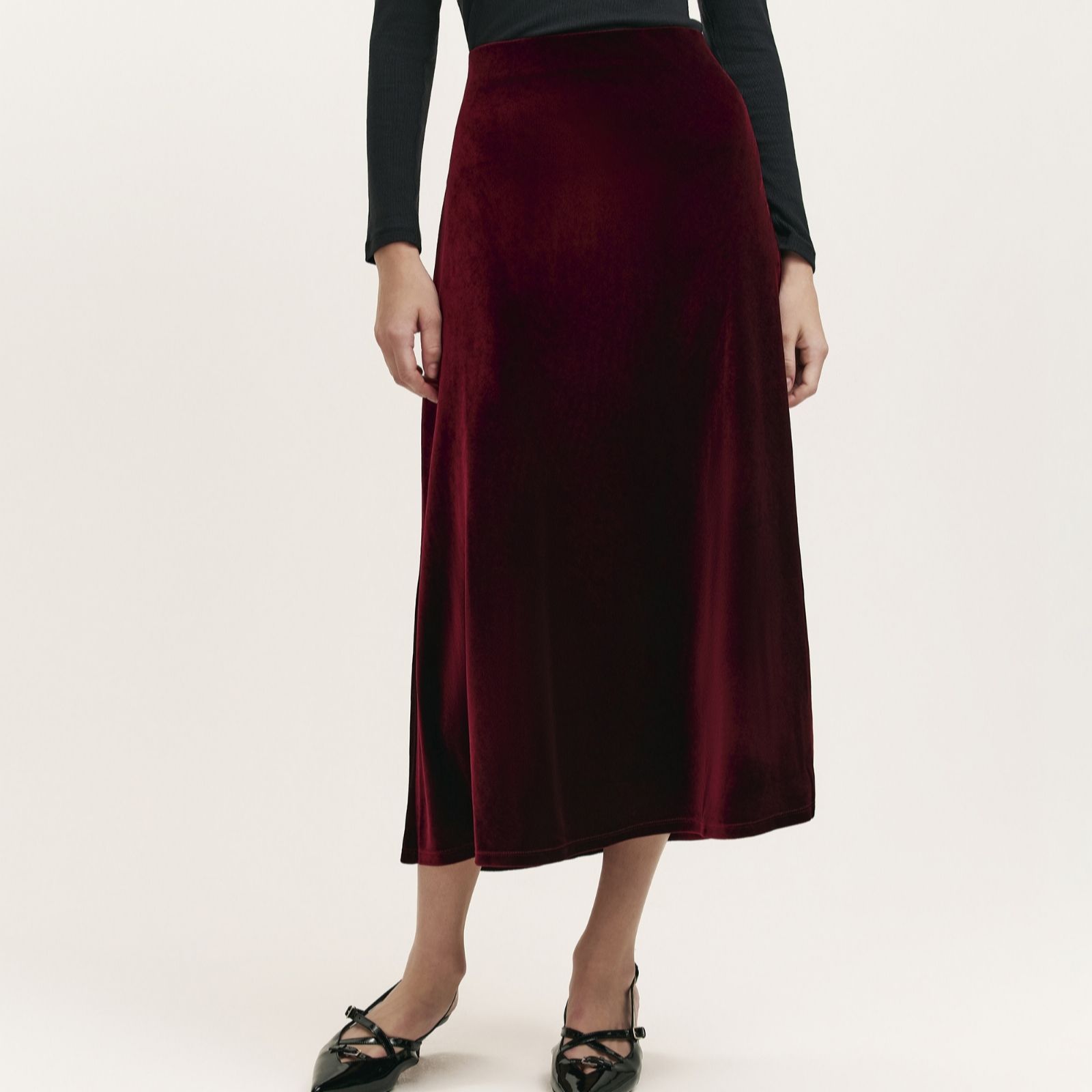 Finery London Bailey Stretch Velvet Pull on Skirt women's