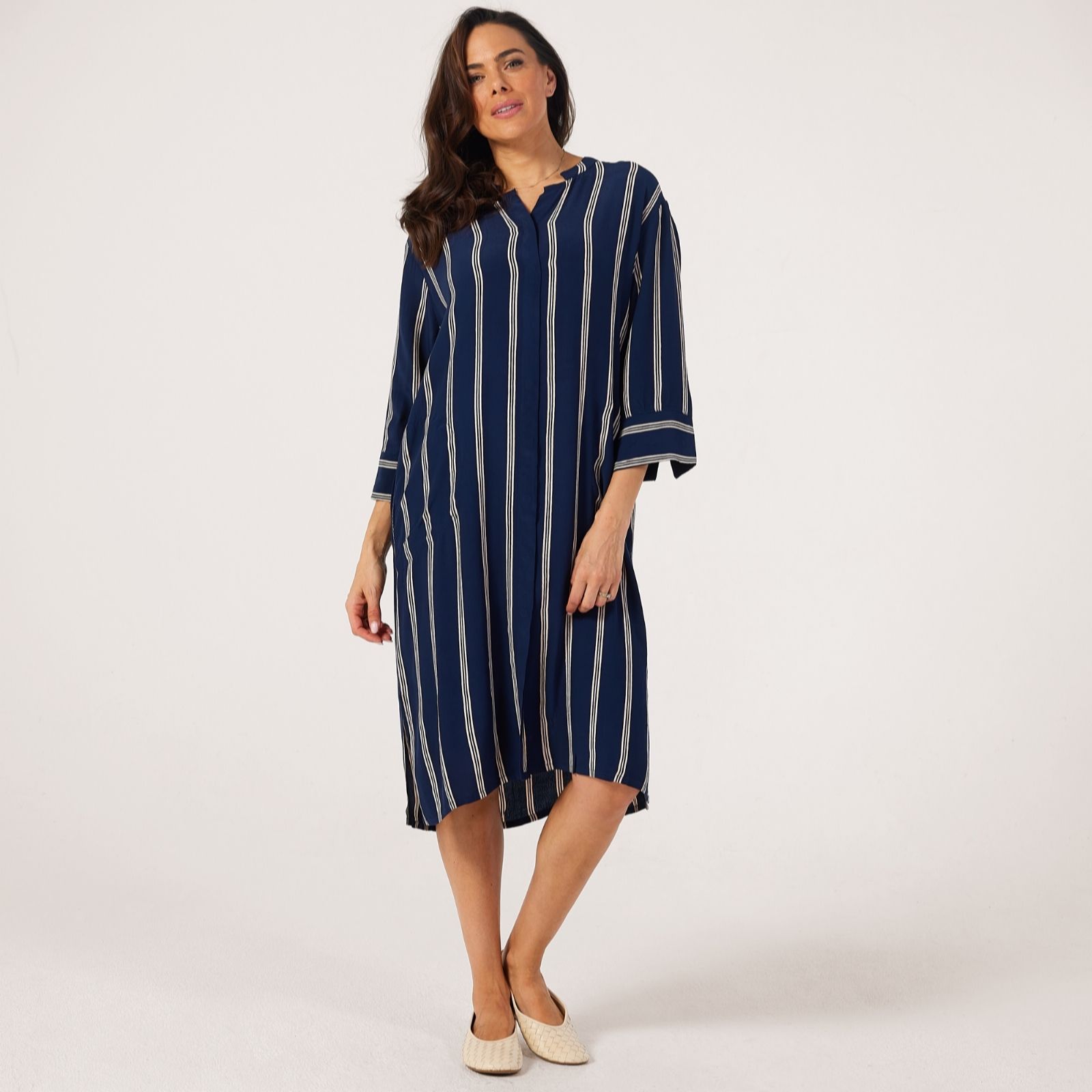 Masai Copenhagen Navy Stripe Nimes Navy Viscose Crepe Dress