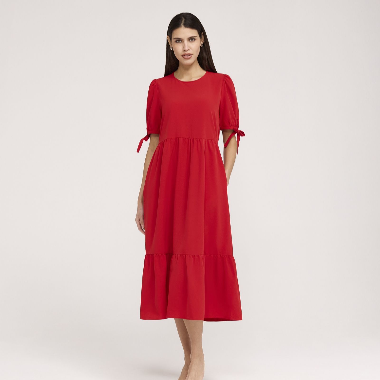 Finery Cobalt London Jessa Crepe Tie Sleeve Midi Dress Petite