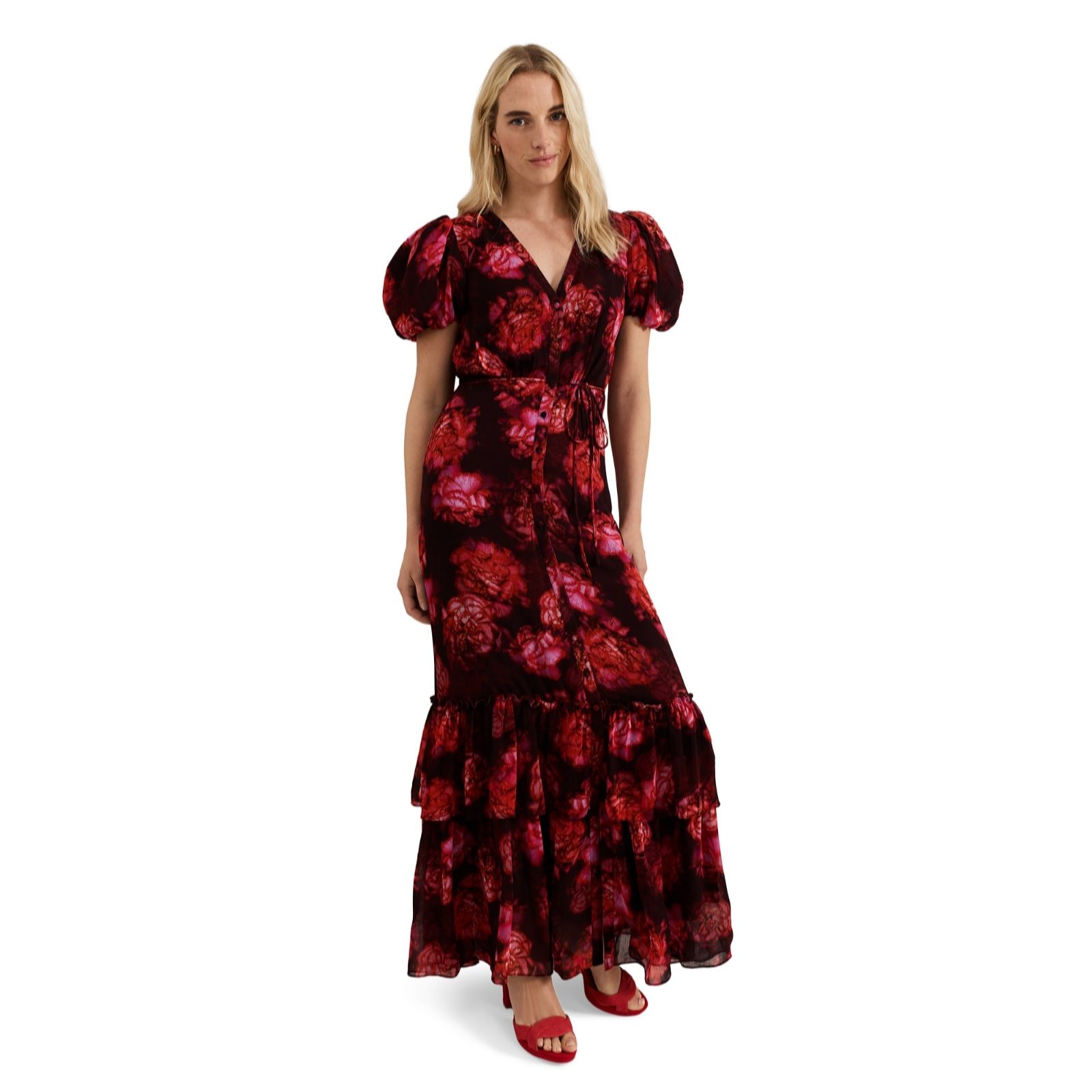Phase Eight Amaris Floral Puff Sleeve Maxi Dress
