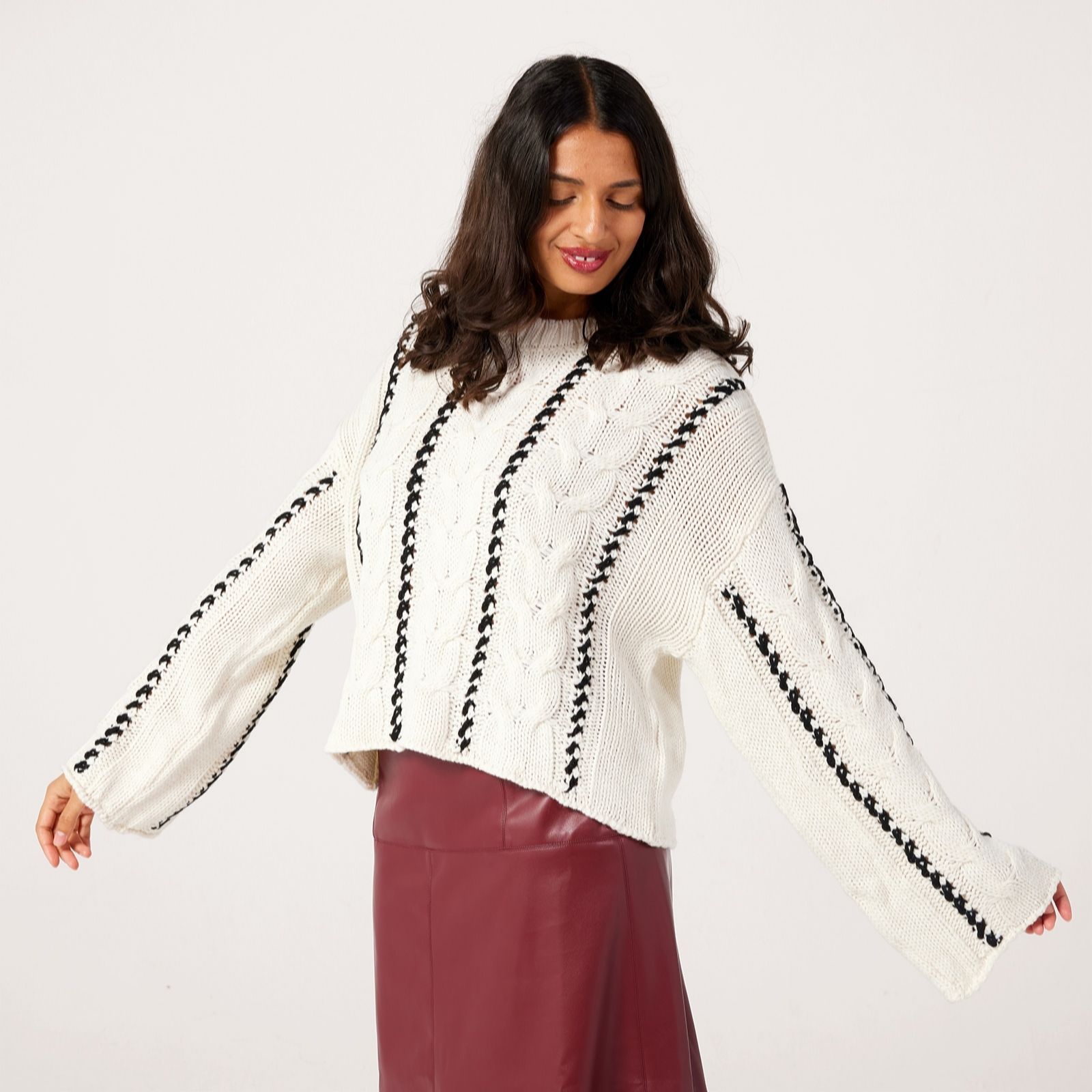 Only Birch Black Tessa Cable Stitch Knitted Jumper