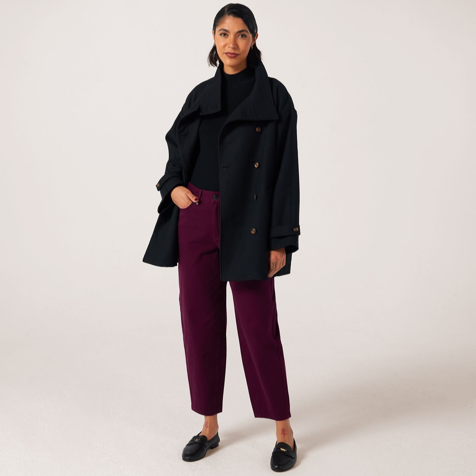 Ben De Lisi Black Funnel Neck Coat