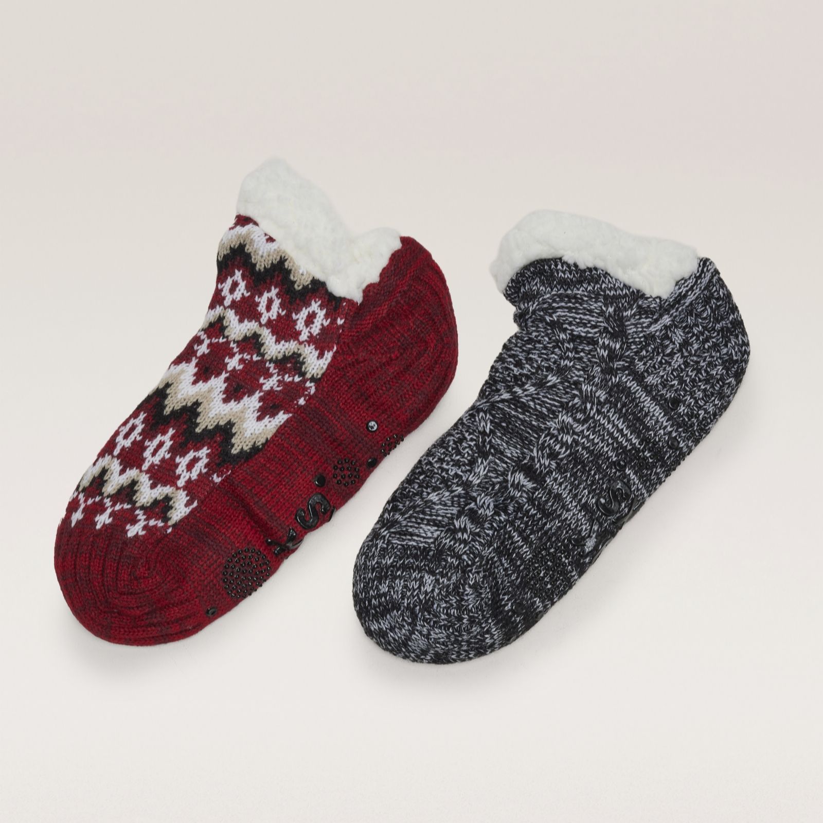 Muk Luk's Red Pack 2 Pair Pack Shortie Cabin Socks