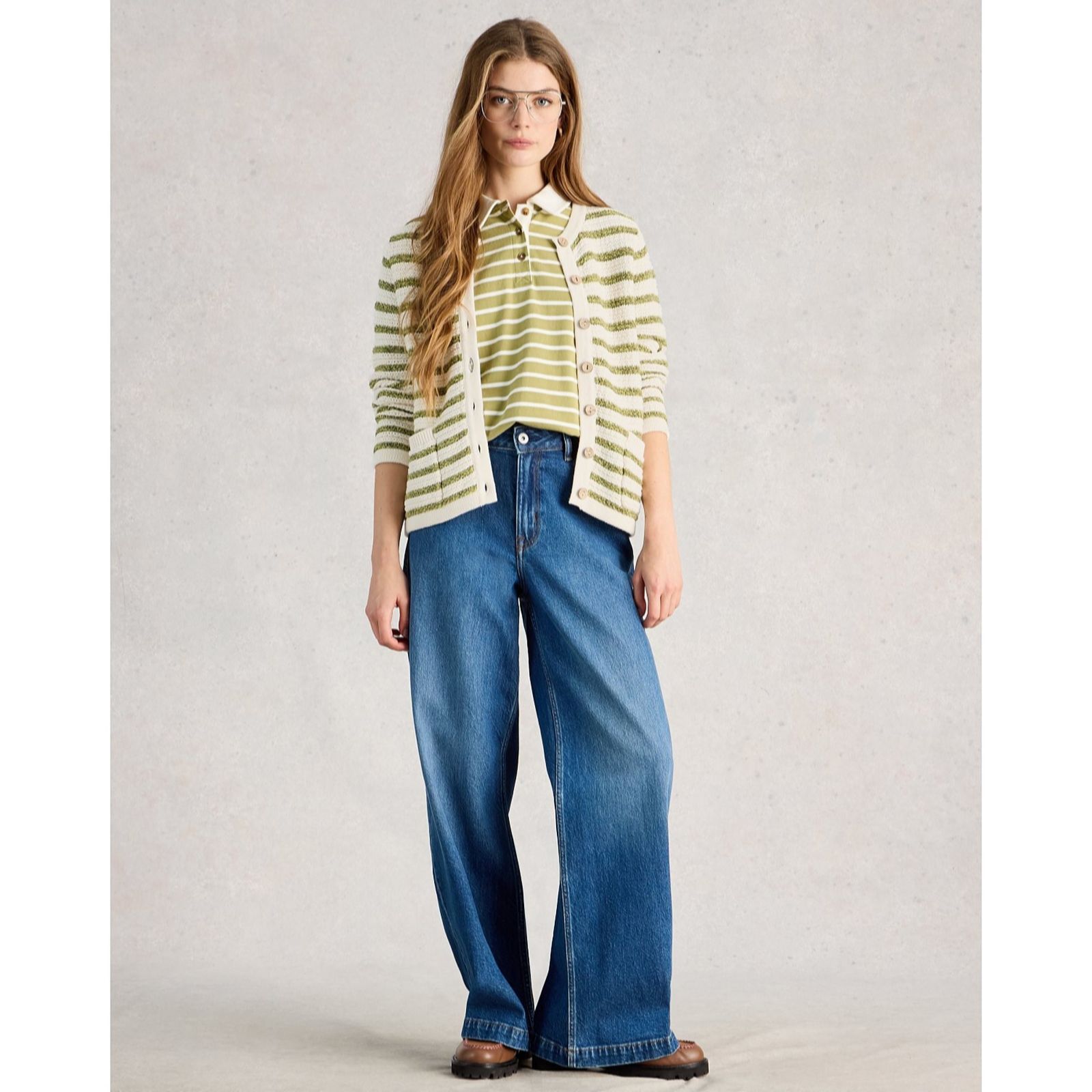 White Stuff Women's Ivory Multi Belle Stripe Cardigan
