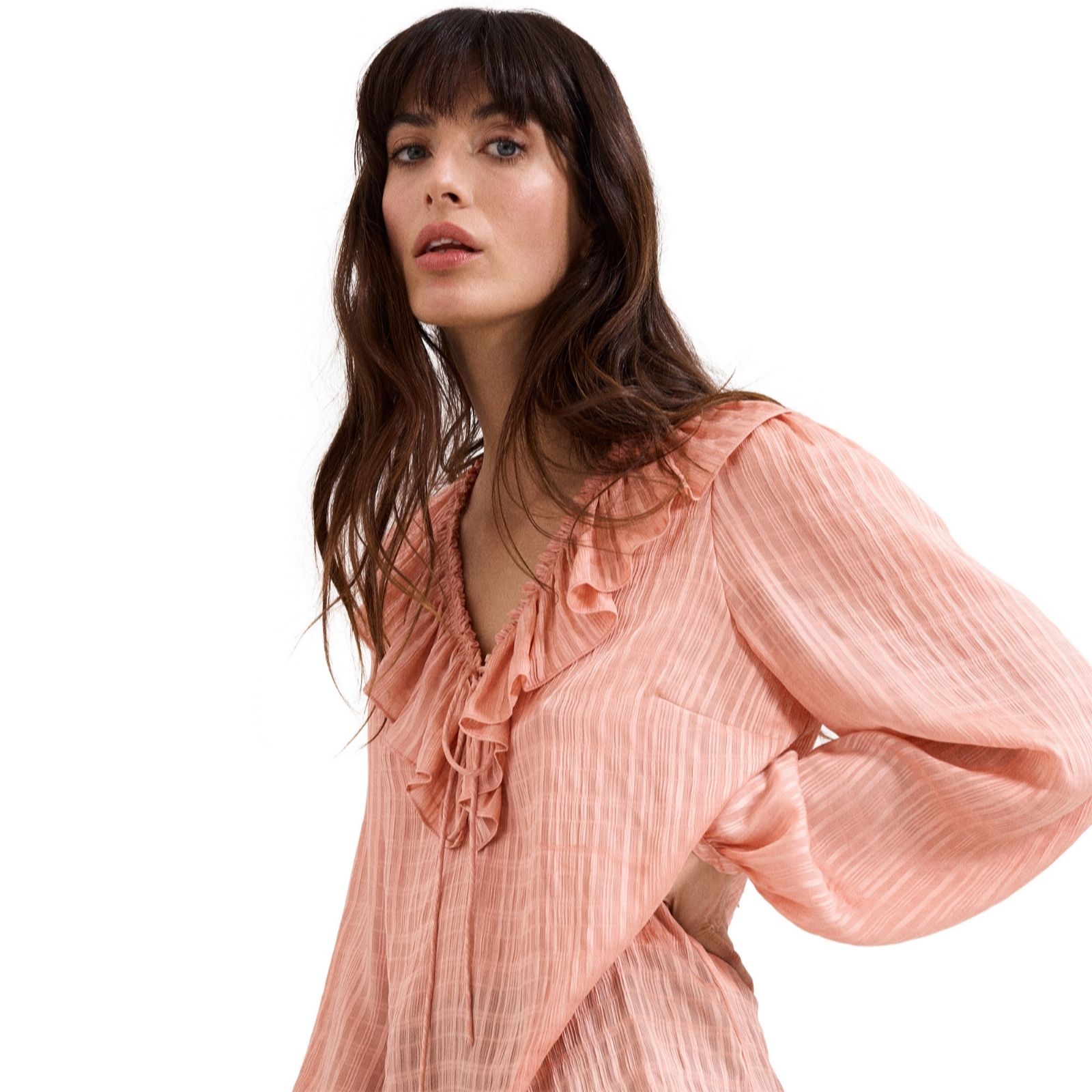 Phase Eight Women's Sidney Ruffle Blouse in Peach | Size: 18