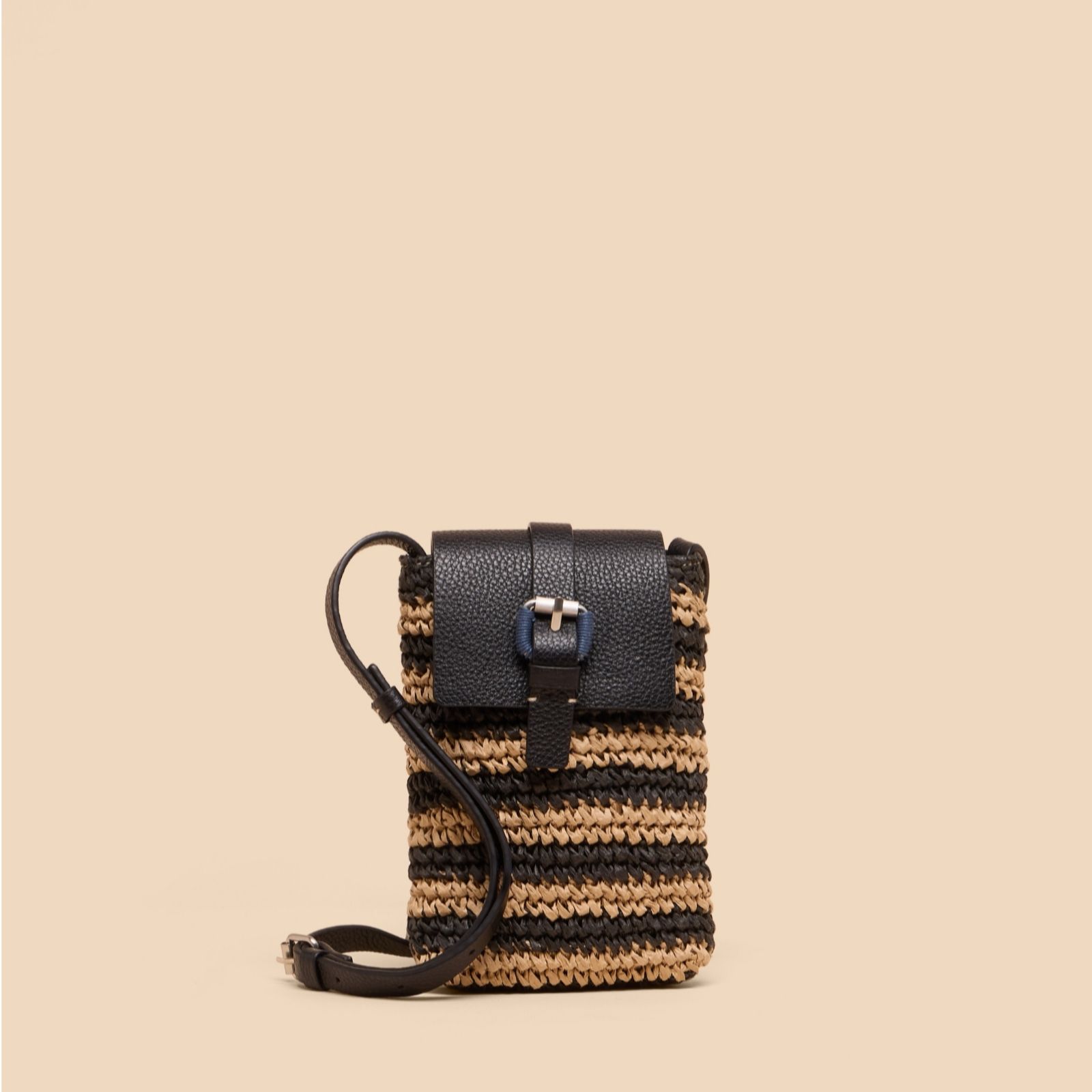 White Stuff Clara Buckle Raffia Phone Bag