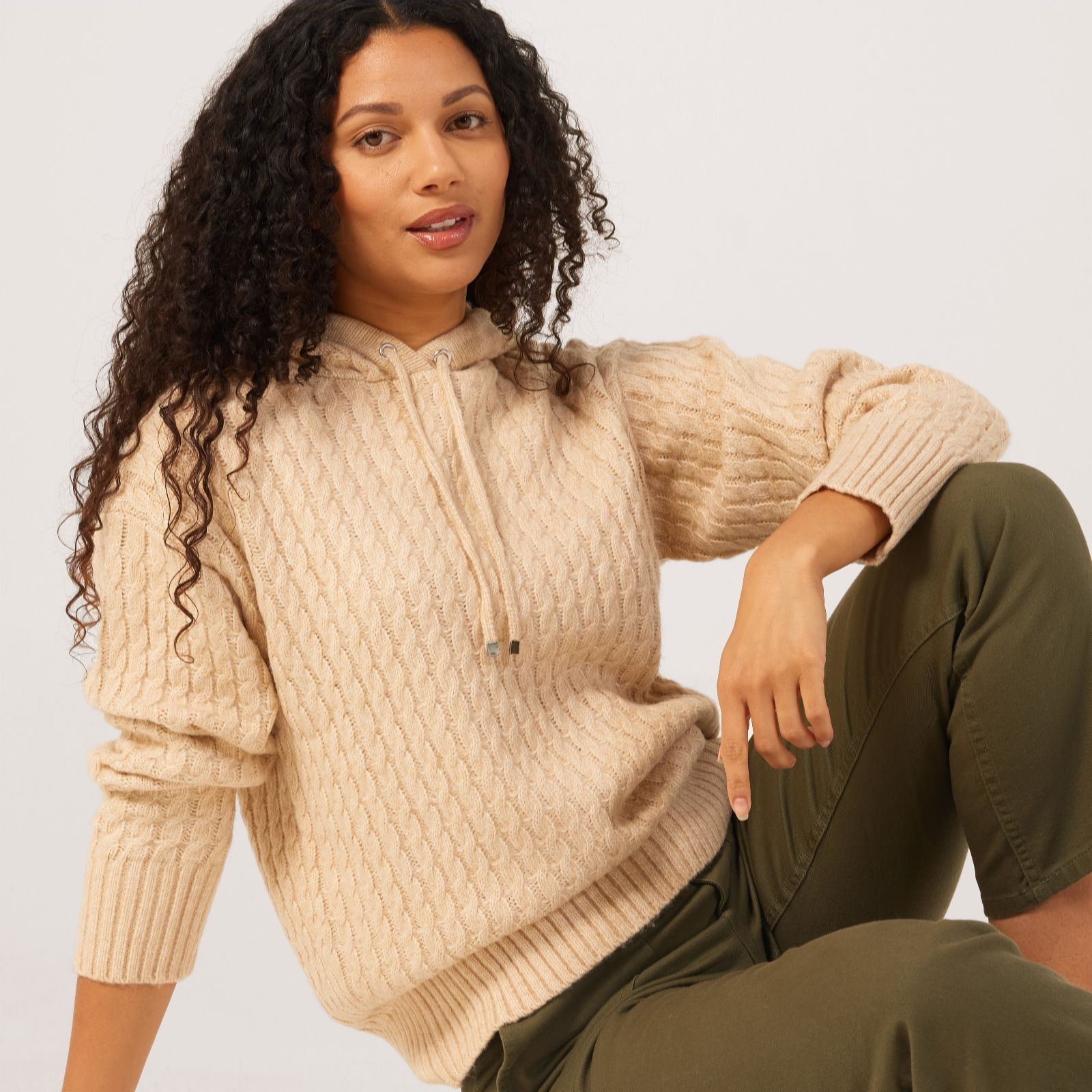 Ruth Langsford Leisurewear Cable Hooded Jumper