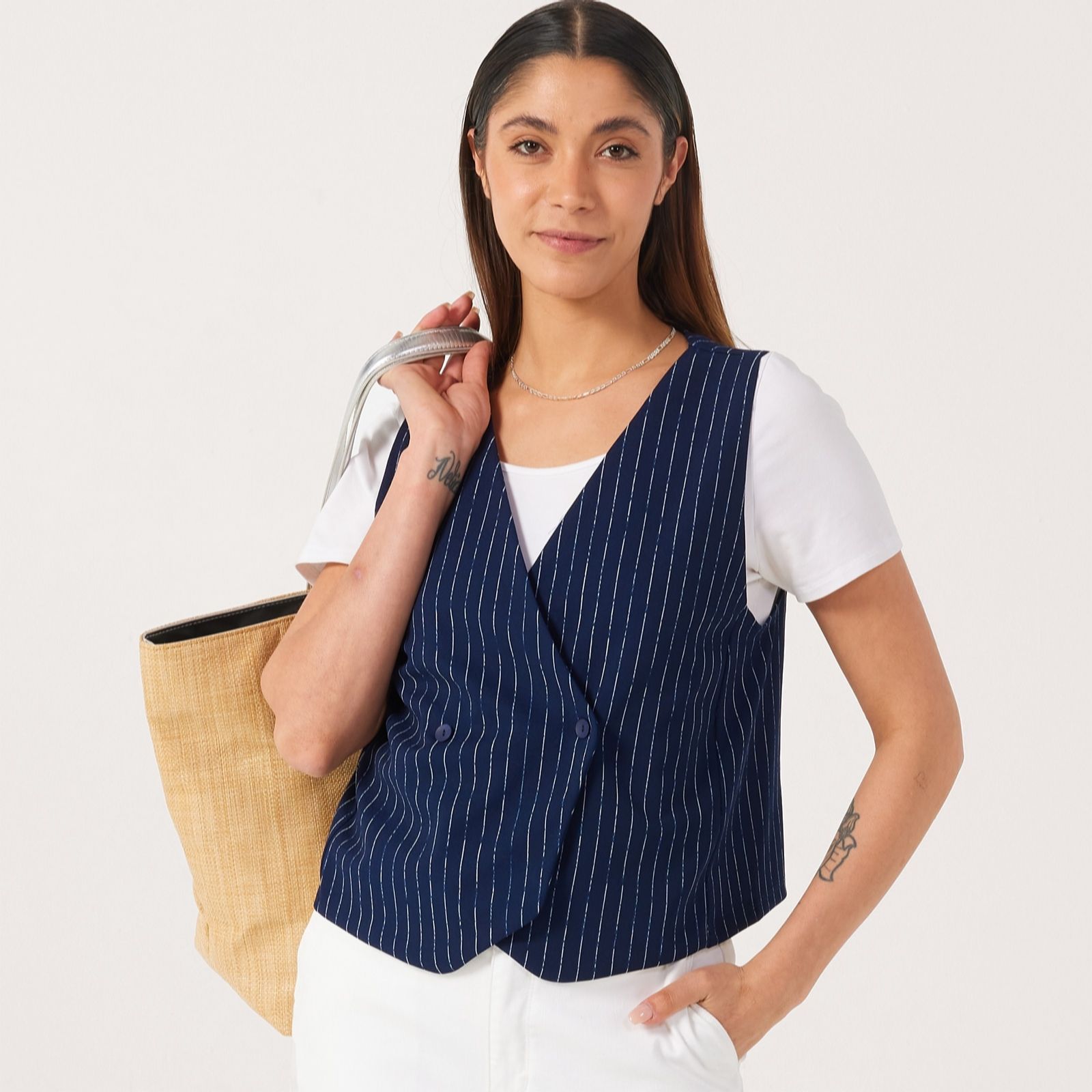 Kim & Co Black,Oyster Ponte Crepe Waistcoat