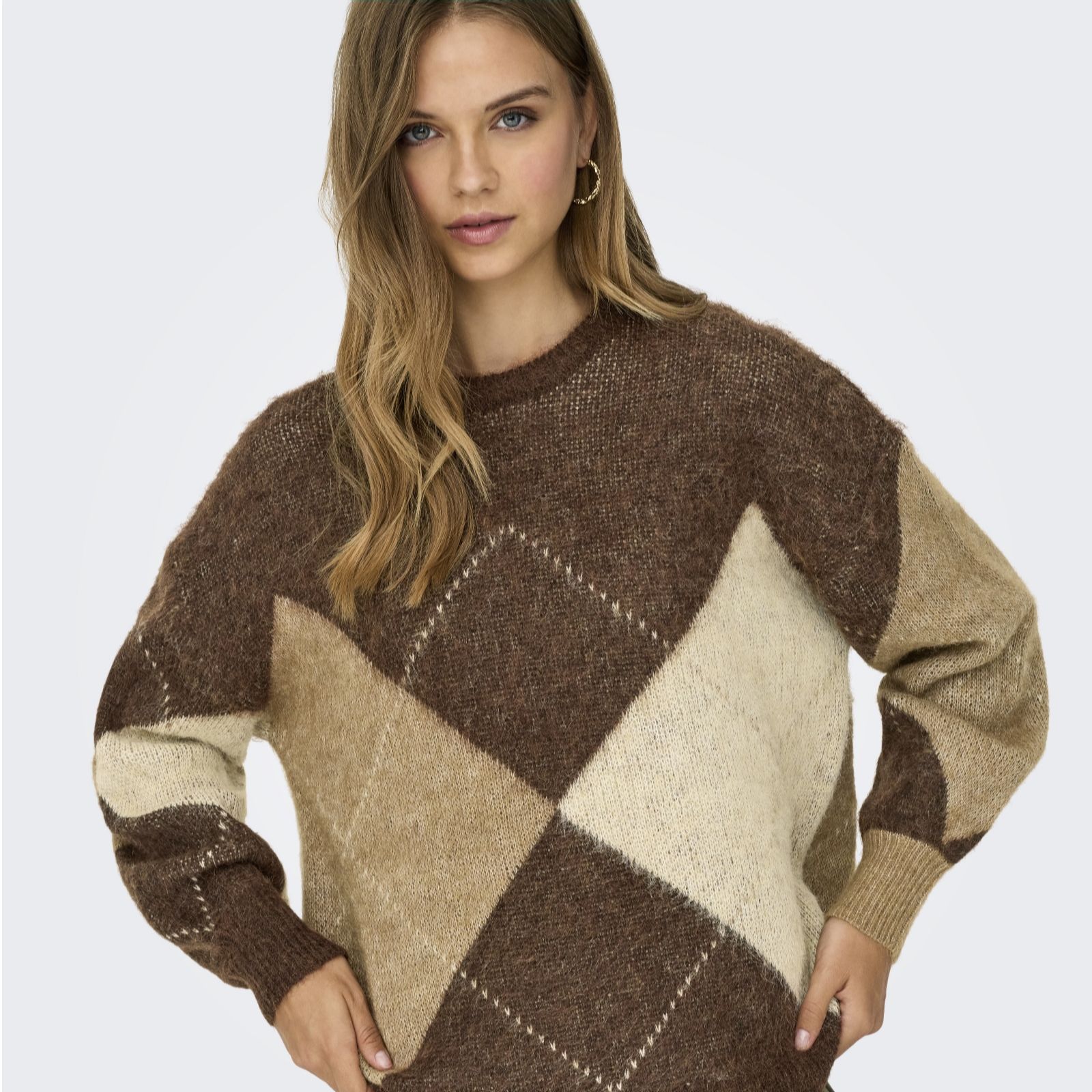Only Noeme Argyle Knitted Jumper women&rsquo;s