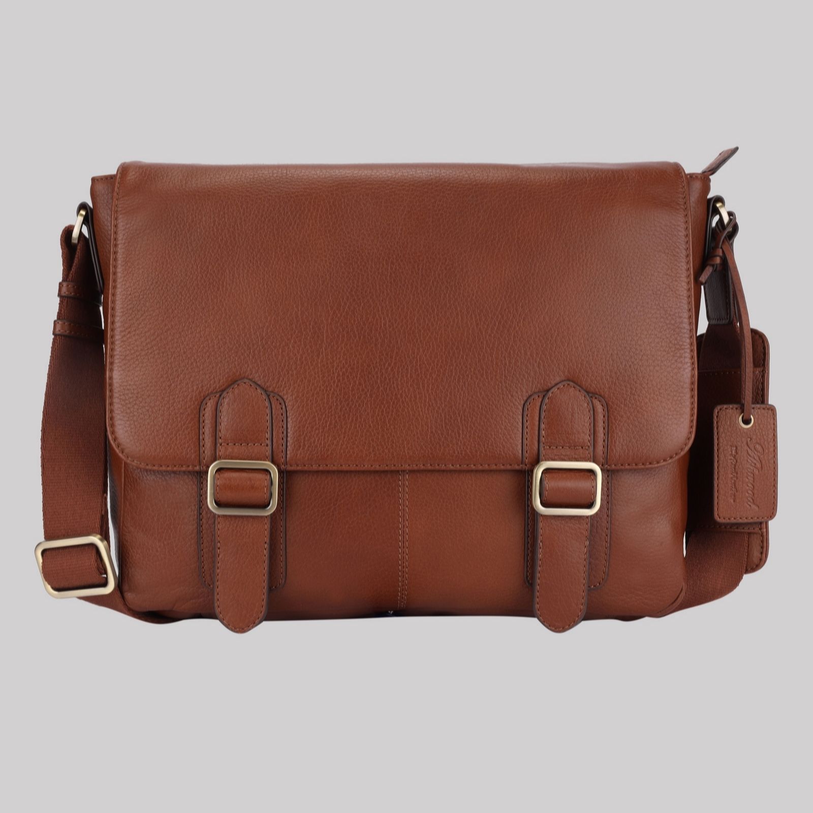 Ashwood Unisex Black Leather Satchel Bag