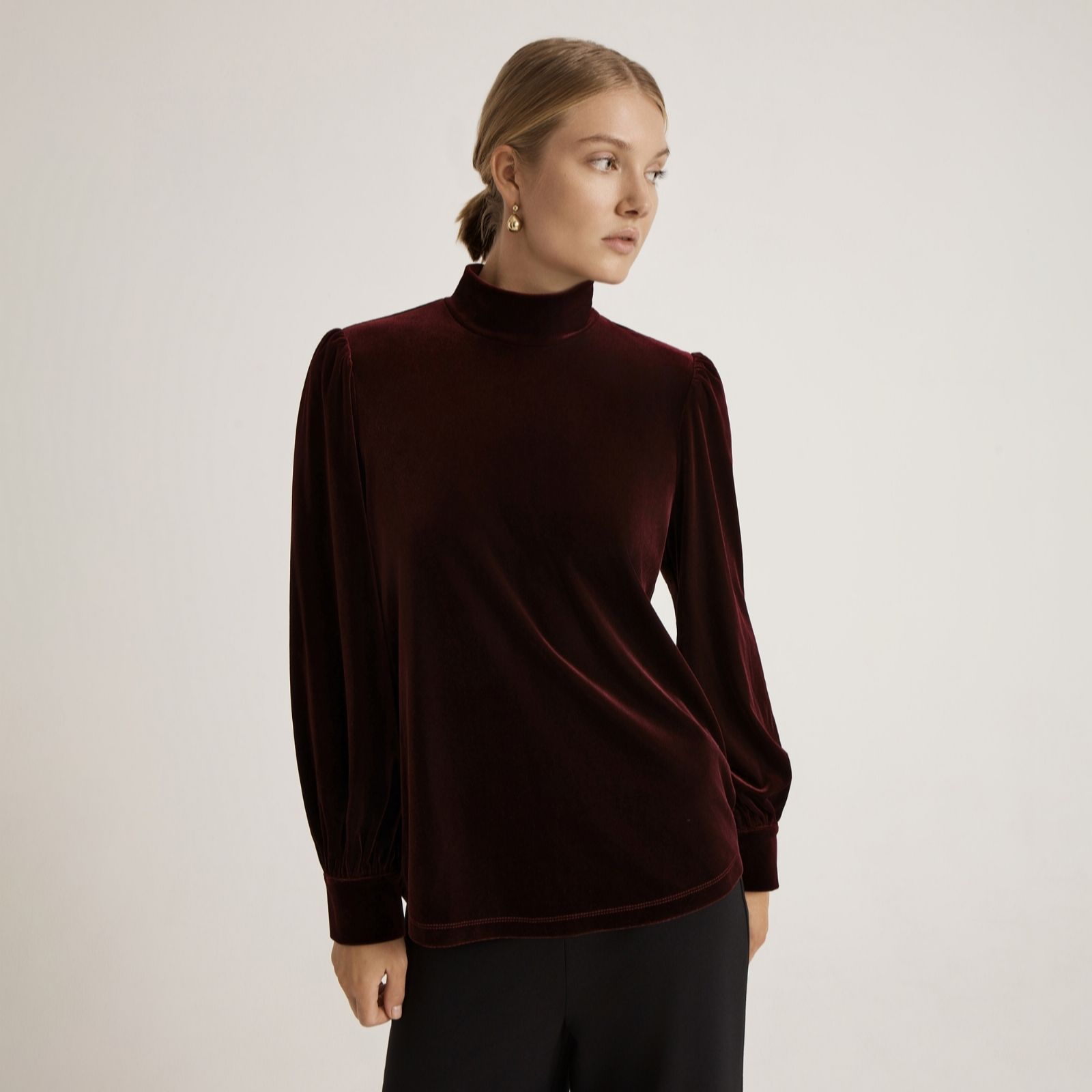 Finery London Clementine Stretch Velvet Blouse women's